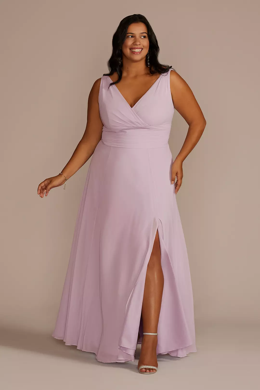 Long Chiffon Surplice Tank Bridesmaid Dress - Image 72