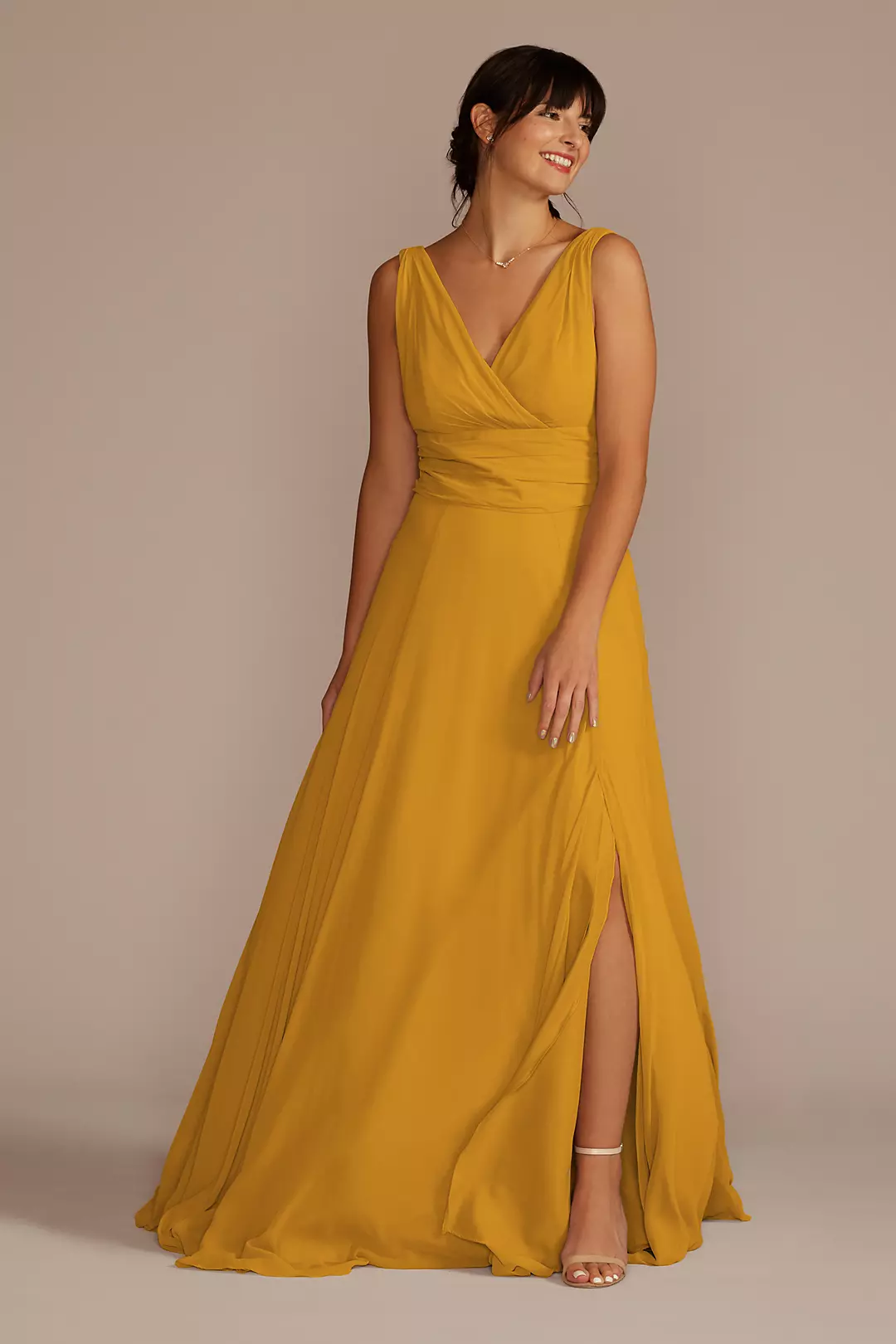 Long Chiffon Surplice Tank Bridesmaid Dress - Image 81