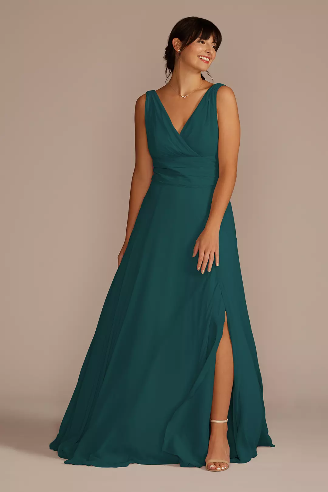 Long Chiffon Surplice Tank Bridesmaid Dress - Image 87