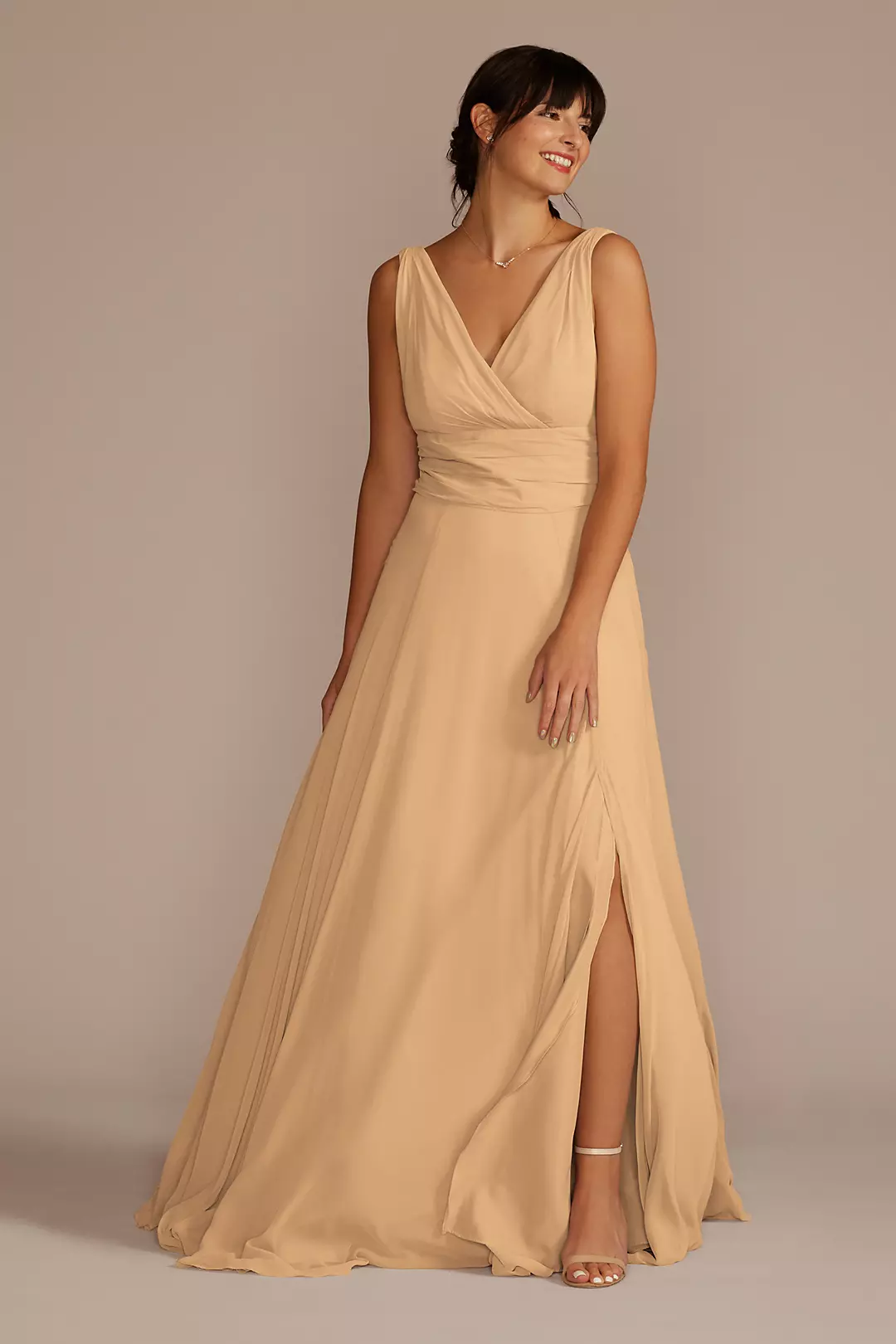 Long Chiffon Surplice Tank Bridesmaid Dress - Image 88