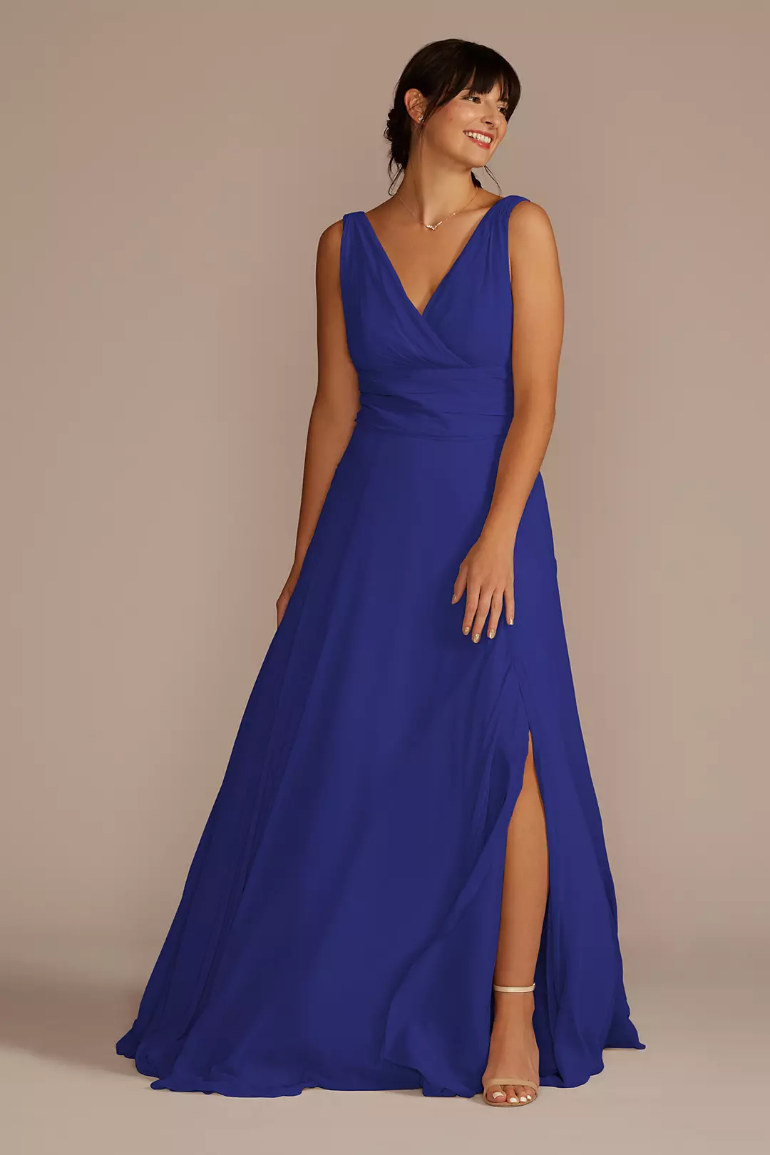 Long Chiffon Surplice Tank Bridesmaid Dress - Image 89