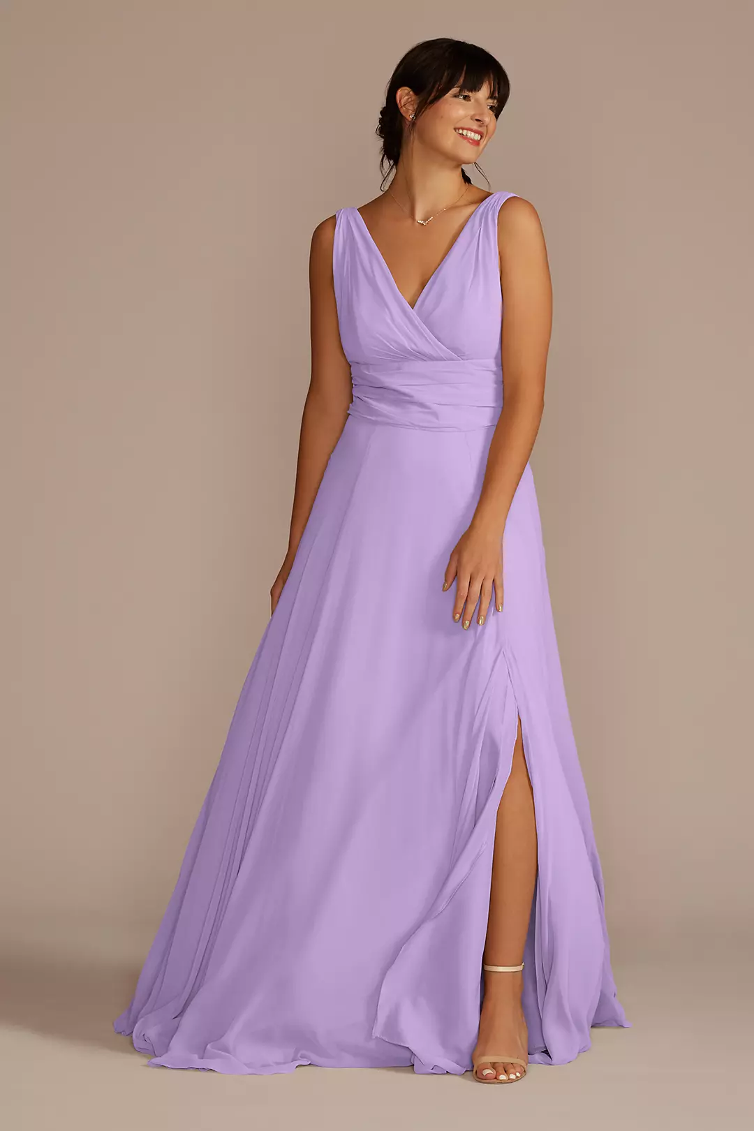 Long Chiffon Surplice Tank Bridesmaid Dress - Image 98