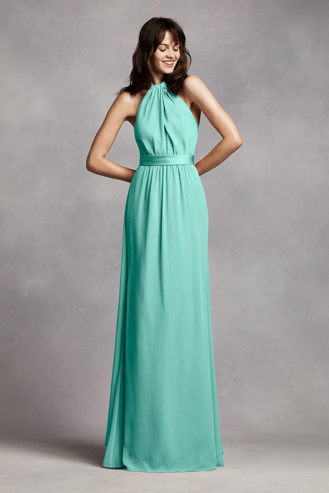 Long Crinkle Chiffon Halter Dress - Image 10