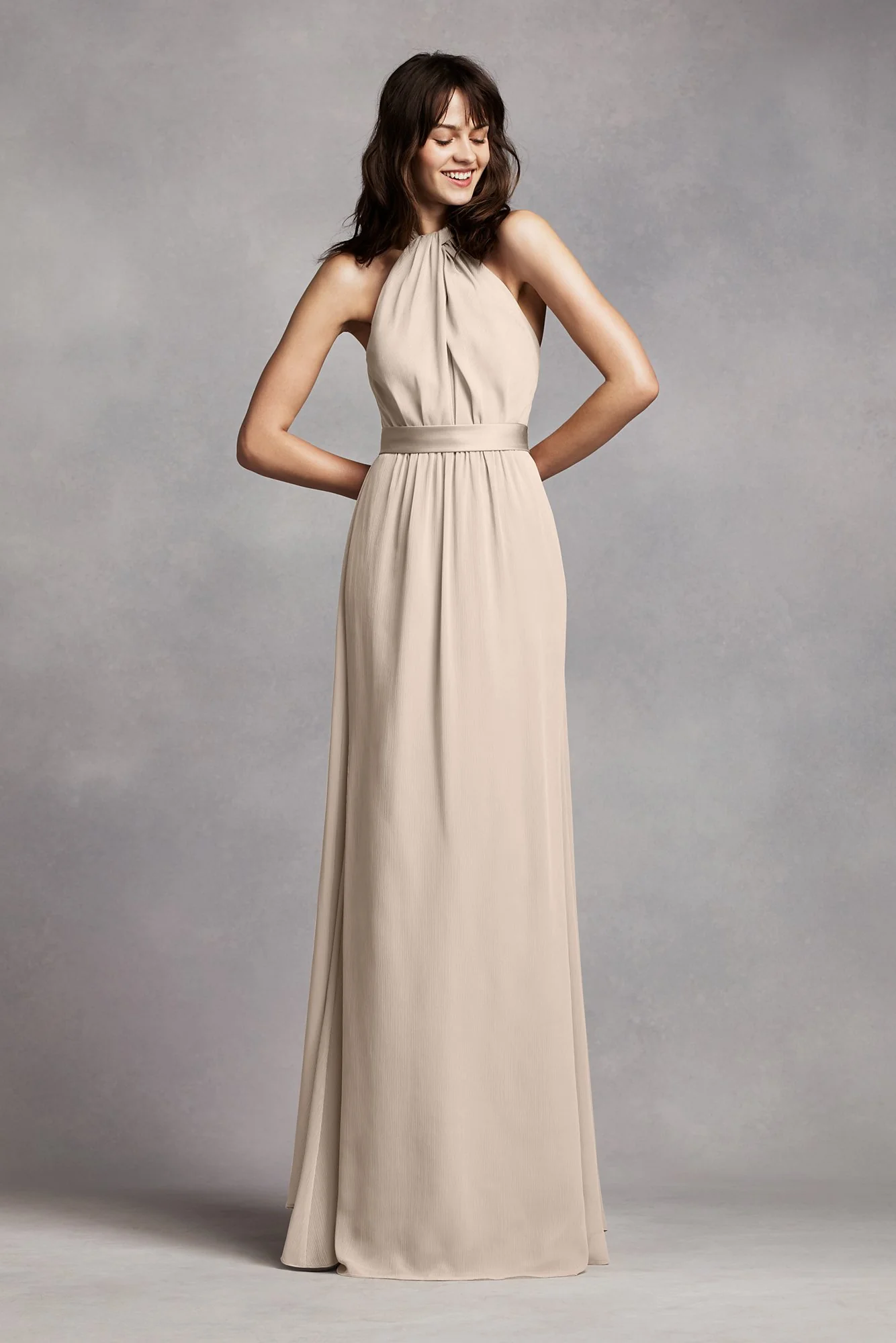 Long Crinkle Chiffon Halter Dress - Image 29