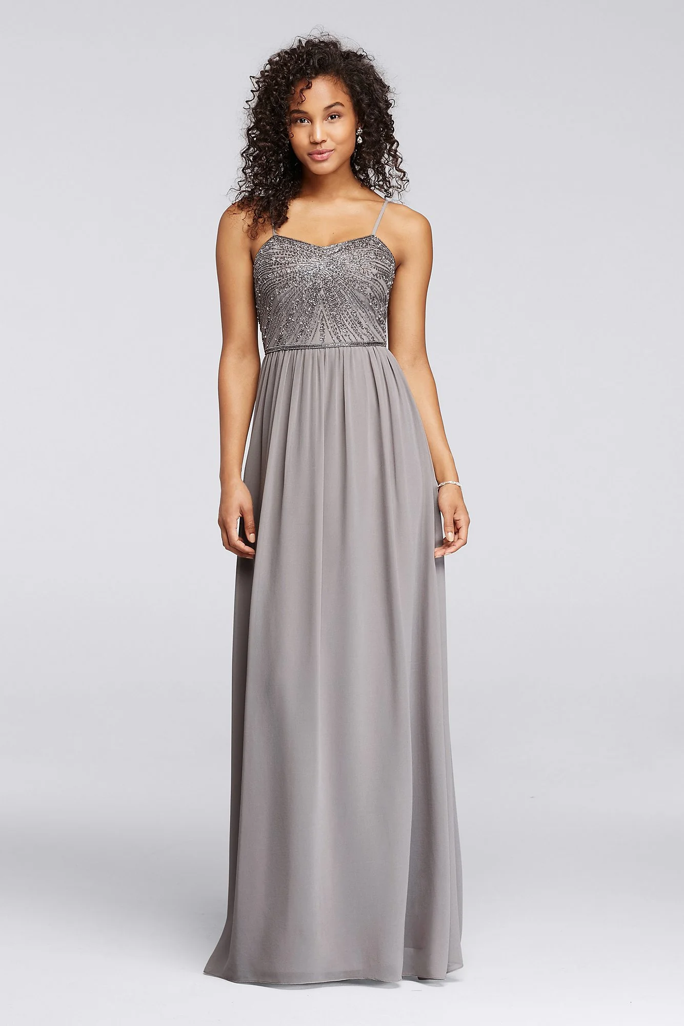 Long Dress with Spaghetti Straps and Beaded Bodice - Image 5