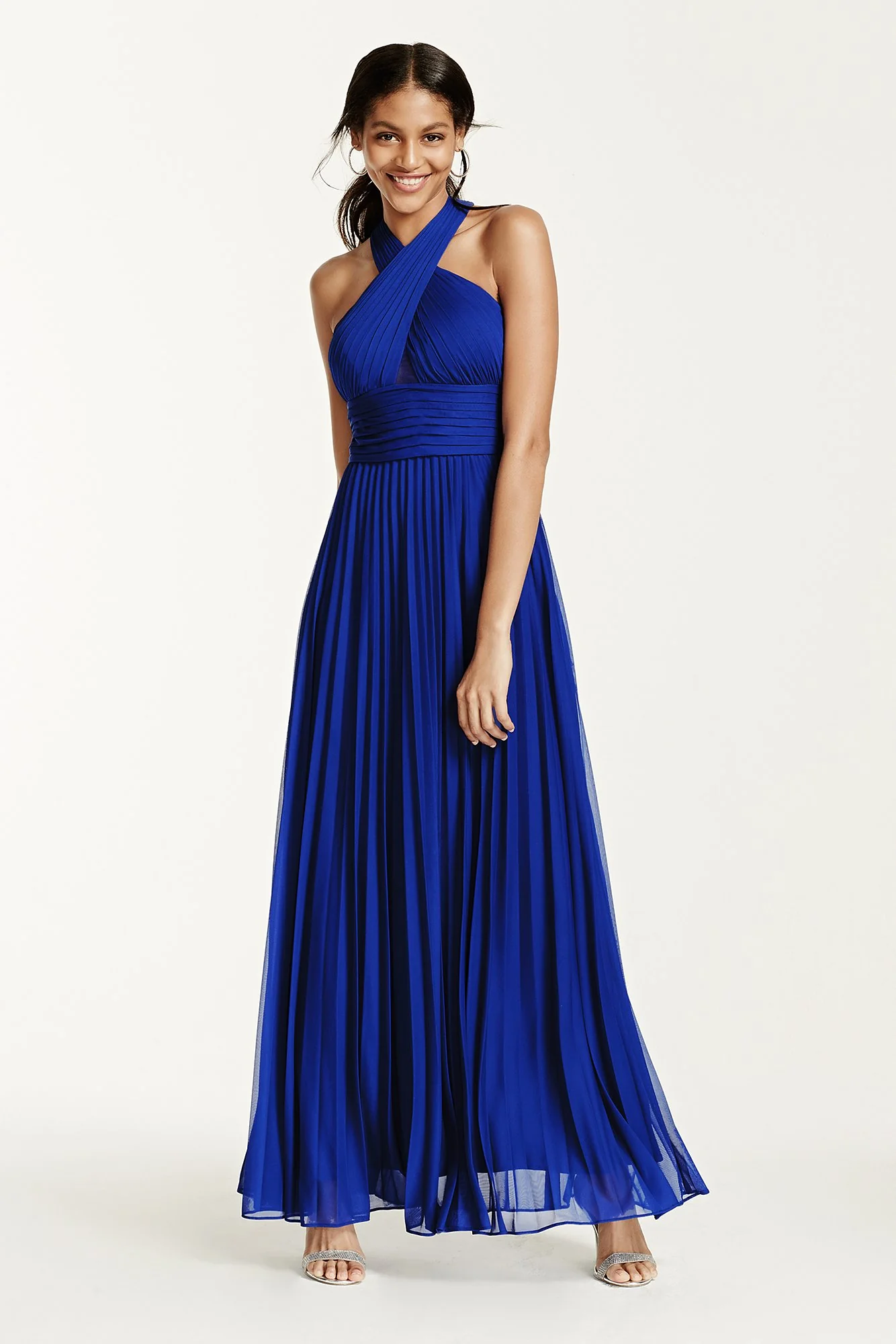 Long Halter Mesh Dress with Open Back