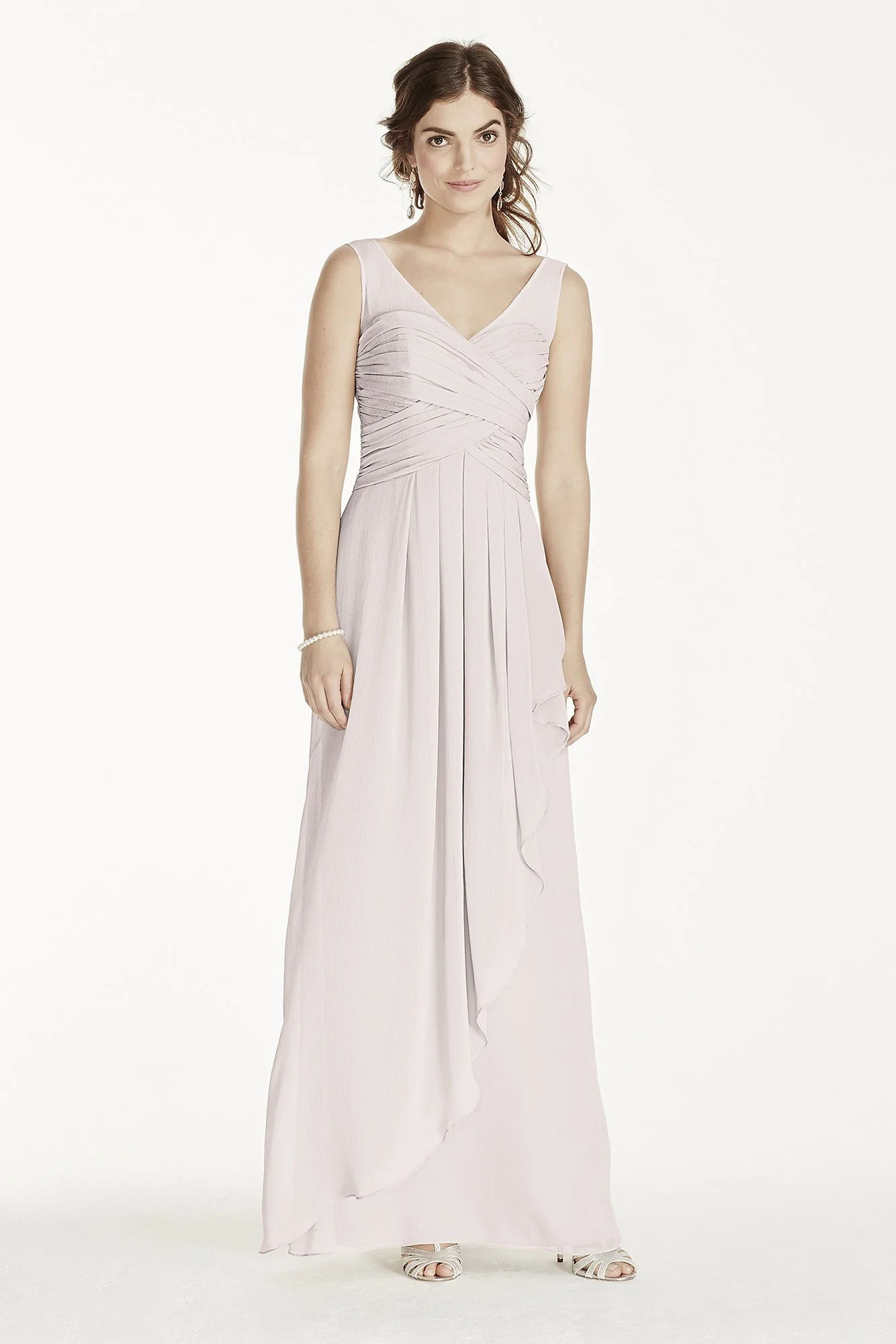 Long Illusion Tank Crinkle Chiffon Dress - Image 116