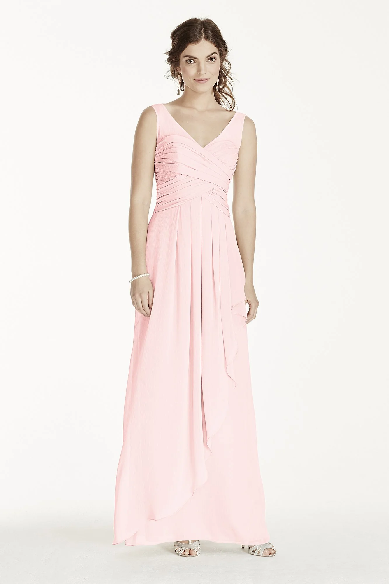 Long Illusion Tank Crinkle Chiffon Dress - Image 2