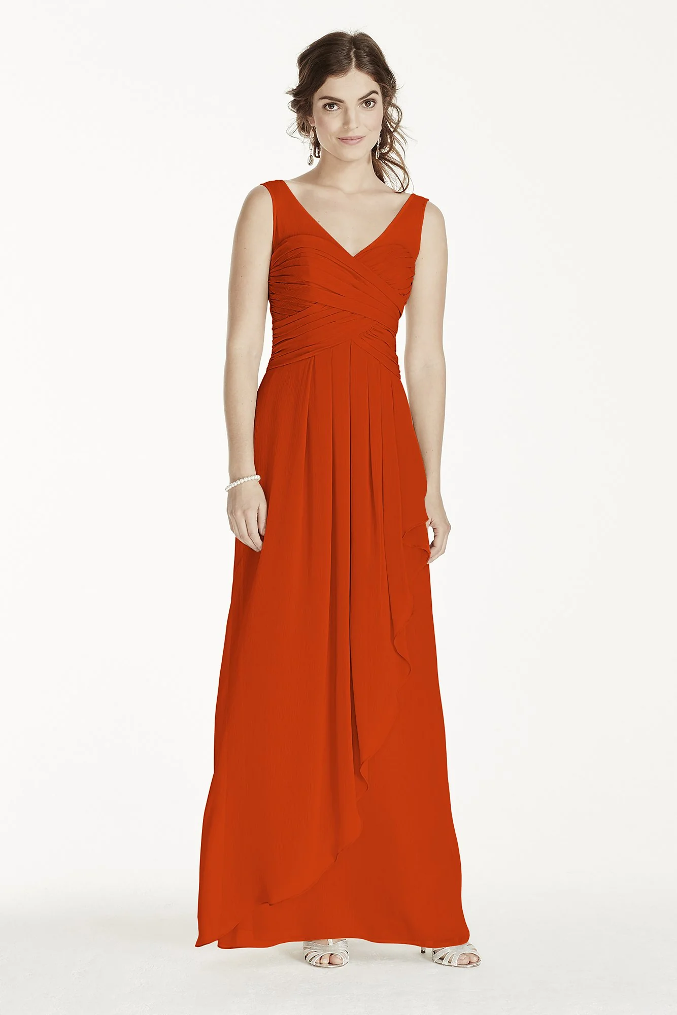 Long Illusion Tank Crinkle Chiffon Dress - Image 53