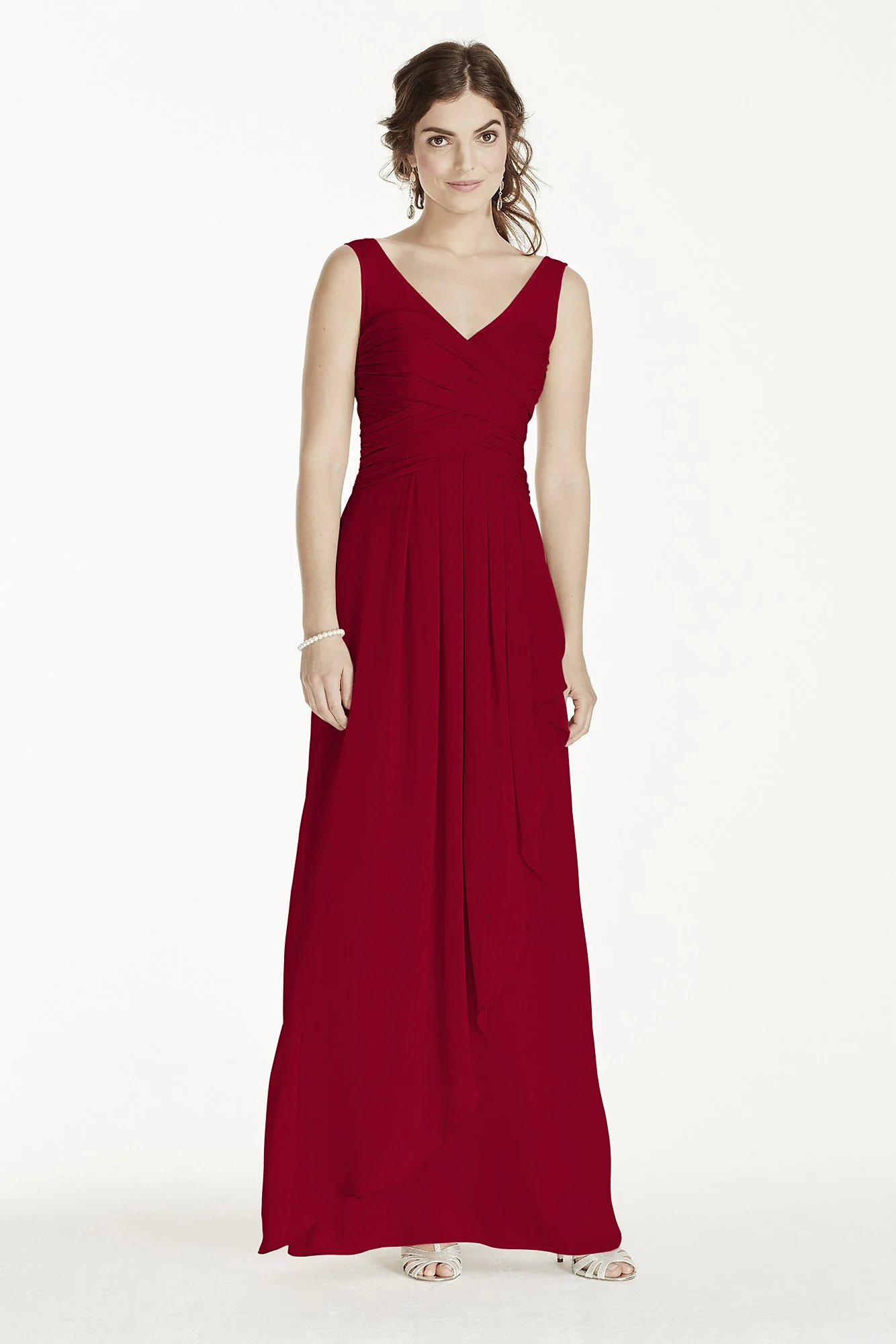 Long Illusion Tank Crinkle Chiffon Dress - Image 77