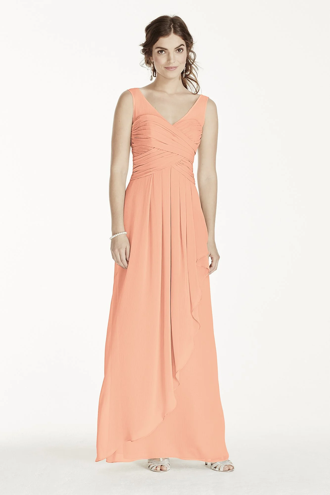 Long Illusion Tank Crinkle Chiffon Dress - Image 91