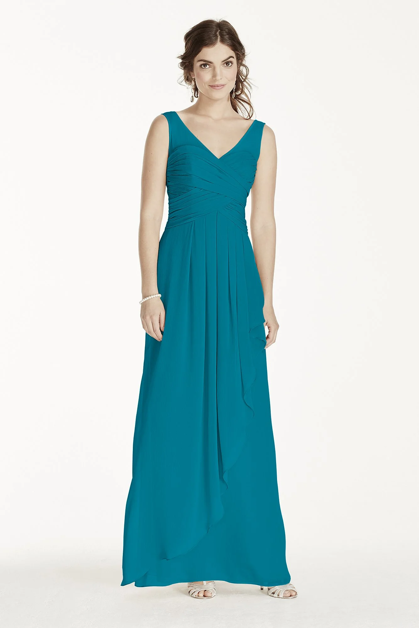 Long Illusion Tank Crinkle Chiffon Dress - Image 97