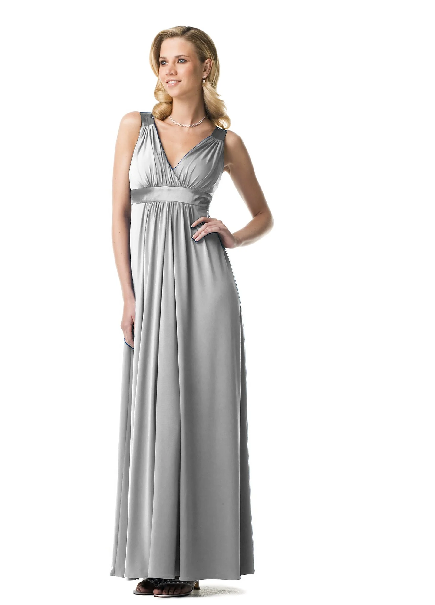 Long Jersey Dress, Charmeuse Straps and Waist - Image 3