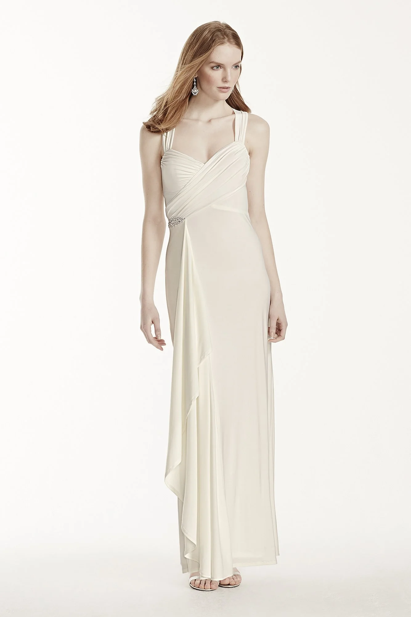 Long Jersey Sheath Dress with Crisscross Back