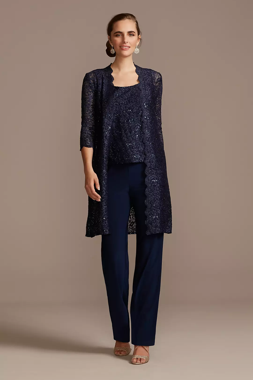 Long Lace Jacket Three-Piece Plus Size Pantsuit - Image 21
