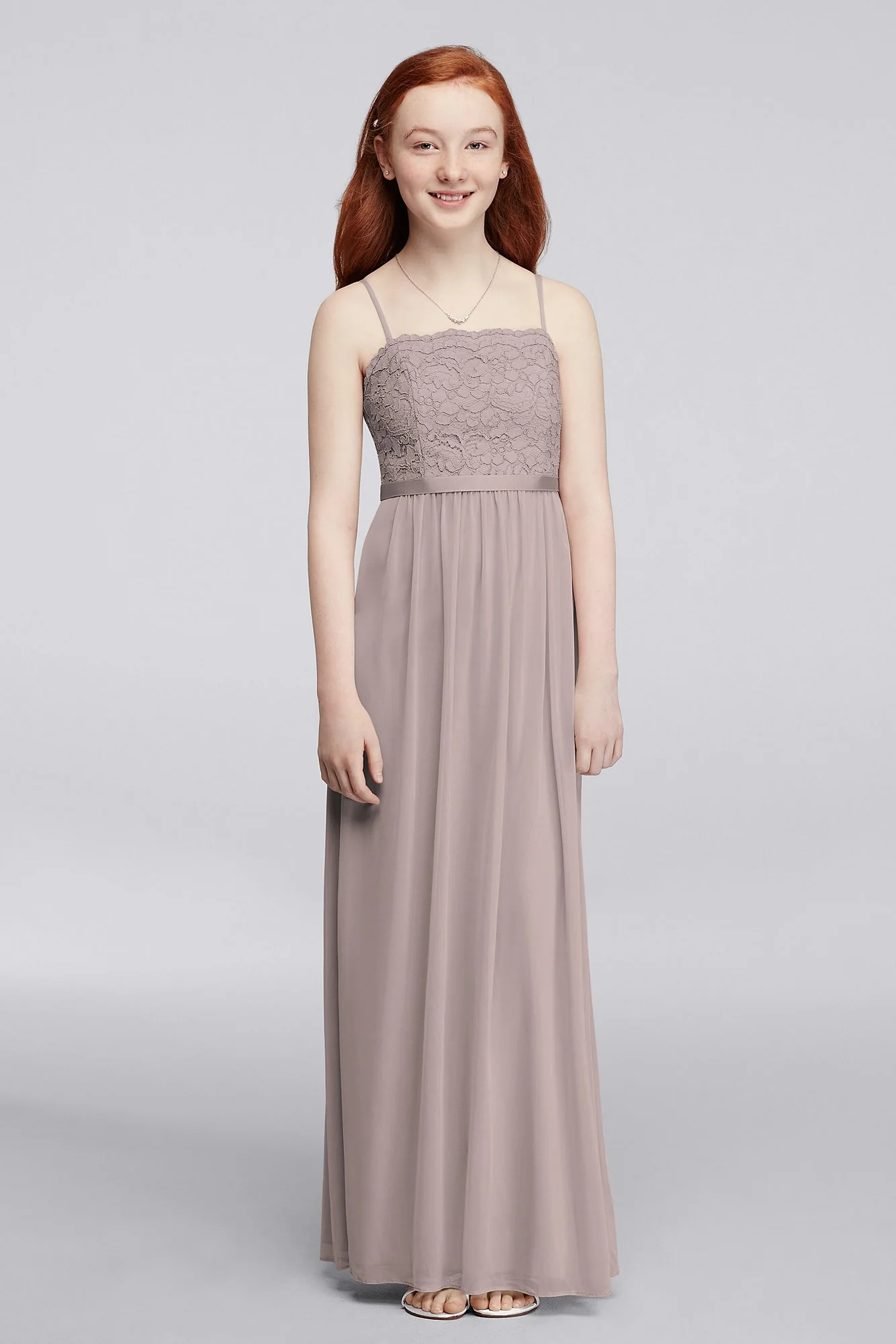 Long Lace Mesh Junior Bridesmaid Dress - Image 17