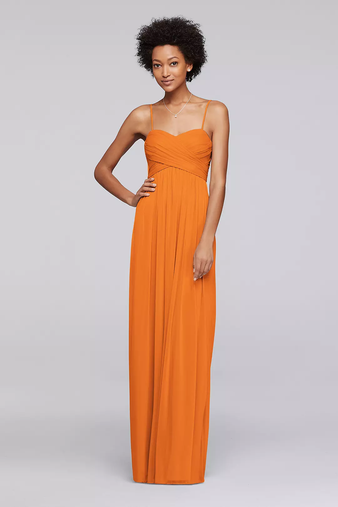 Long Mesh Bridesmaid Dress with Spaghetti Straps - Image 102