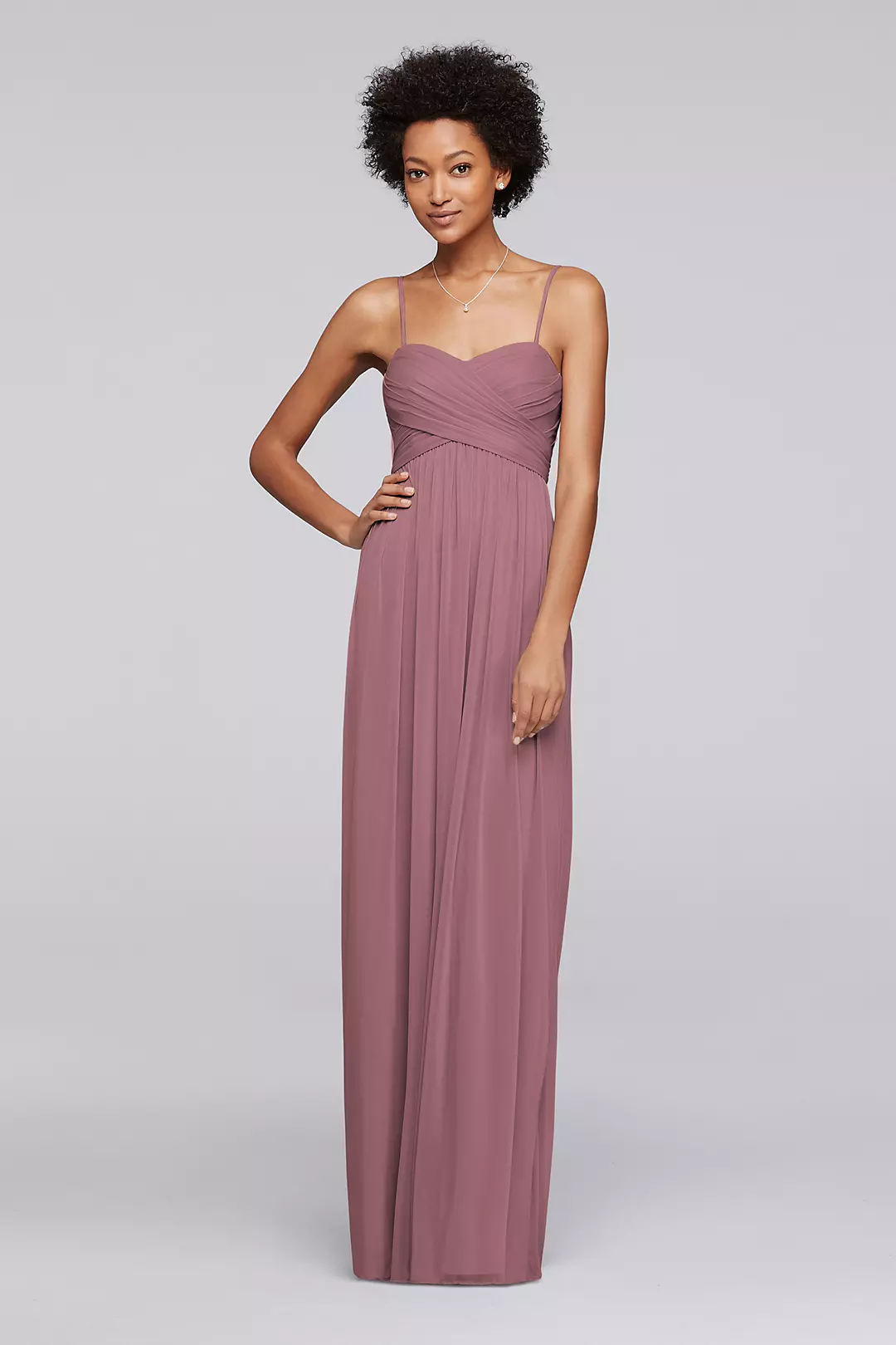 Long Mesh Bridesmaid Dress with Spaghetti Straps - Image 107