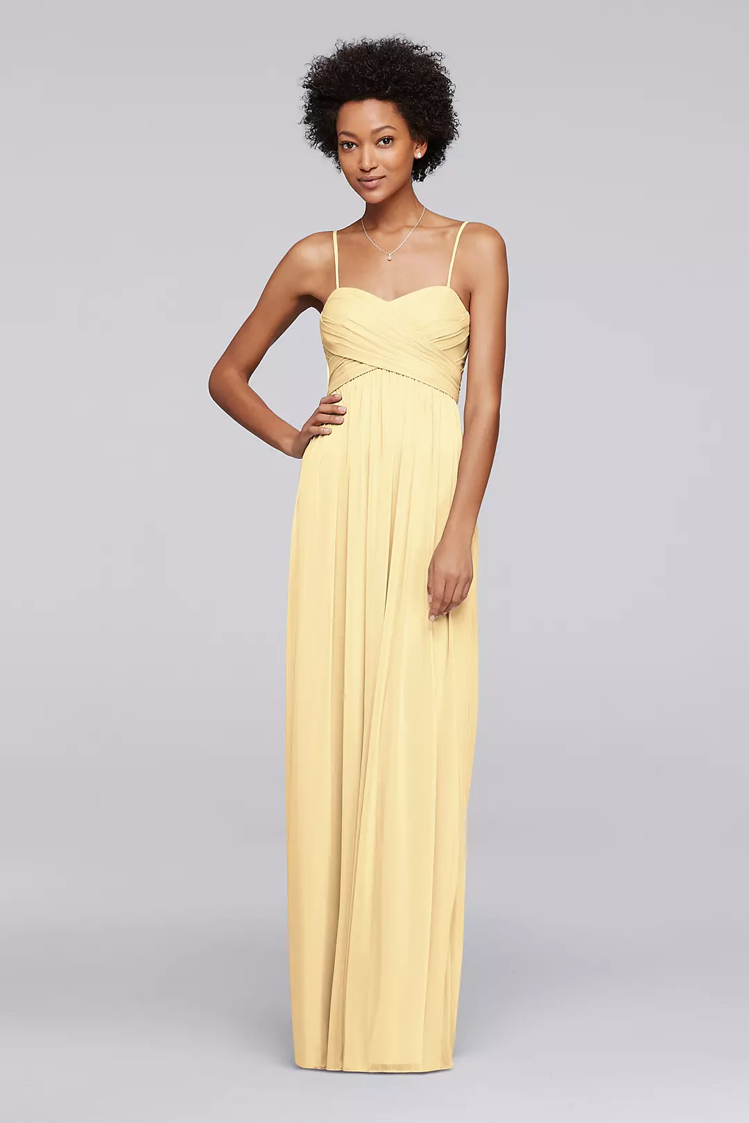 Long Mesh Bridesmaid Dress with Spaghetti Straps - Image 111