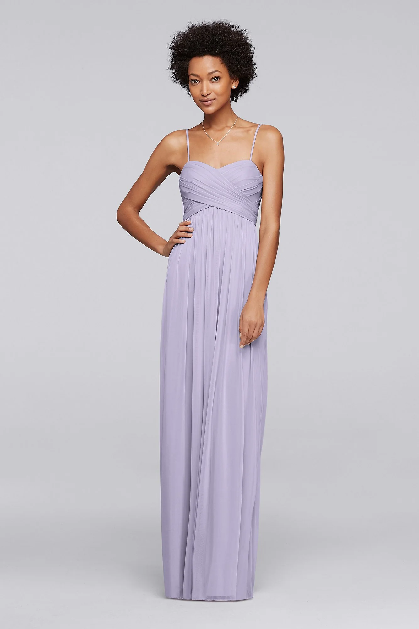Long Mesh Bridesmaid Dress with Spaghetti Straps - Image 37