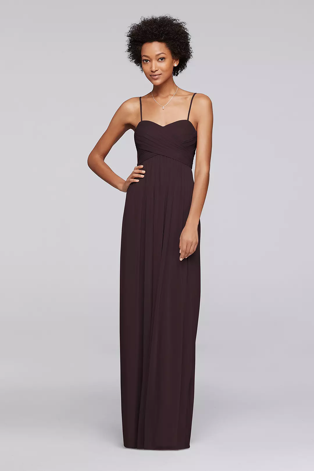 Long Mesh Bridesmaid Dress with Spaghetti Straps - Image 59