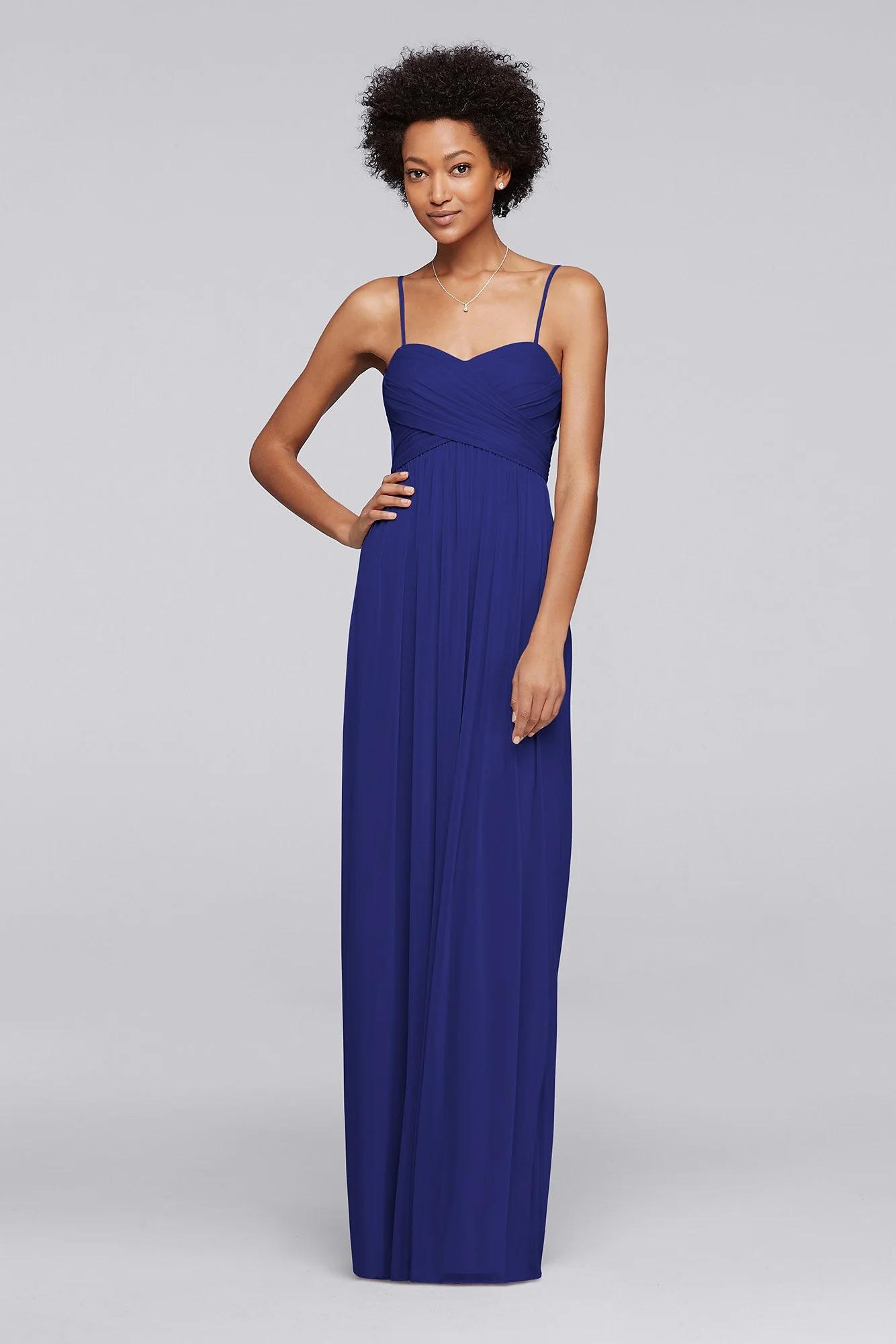 Long Mesh Bridesmaid Dress with Spaghetti Straps - Image 6