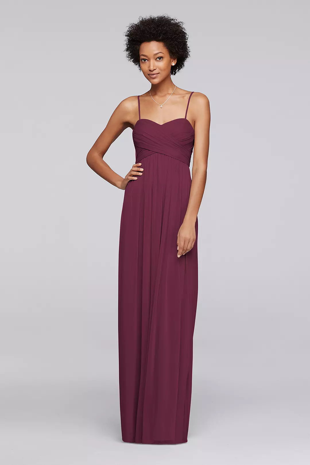 Long Mesh Bridesmaid Dress with Spaghetti Straps - Image 68