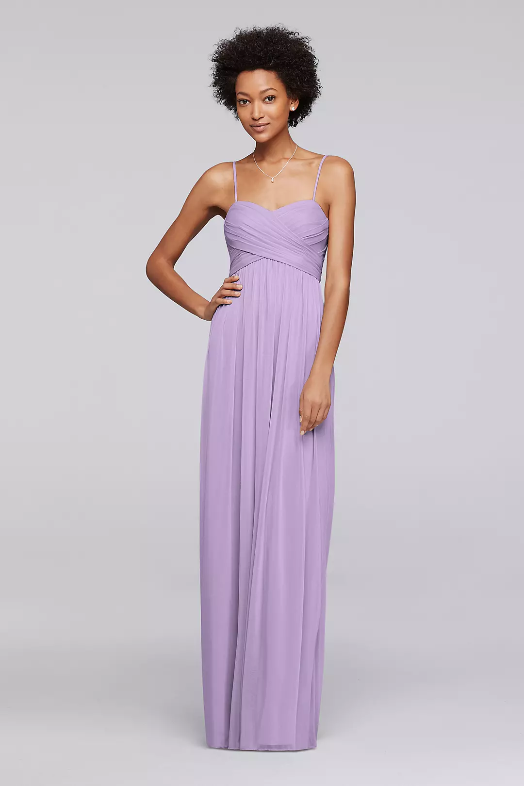 Long Mesh Bridesmaid Dress with Spaghetti Straps - Image 71