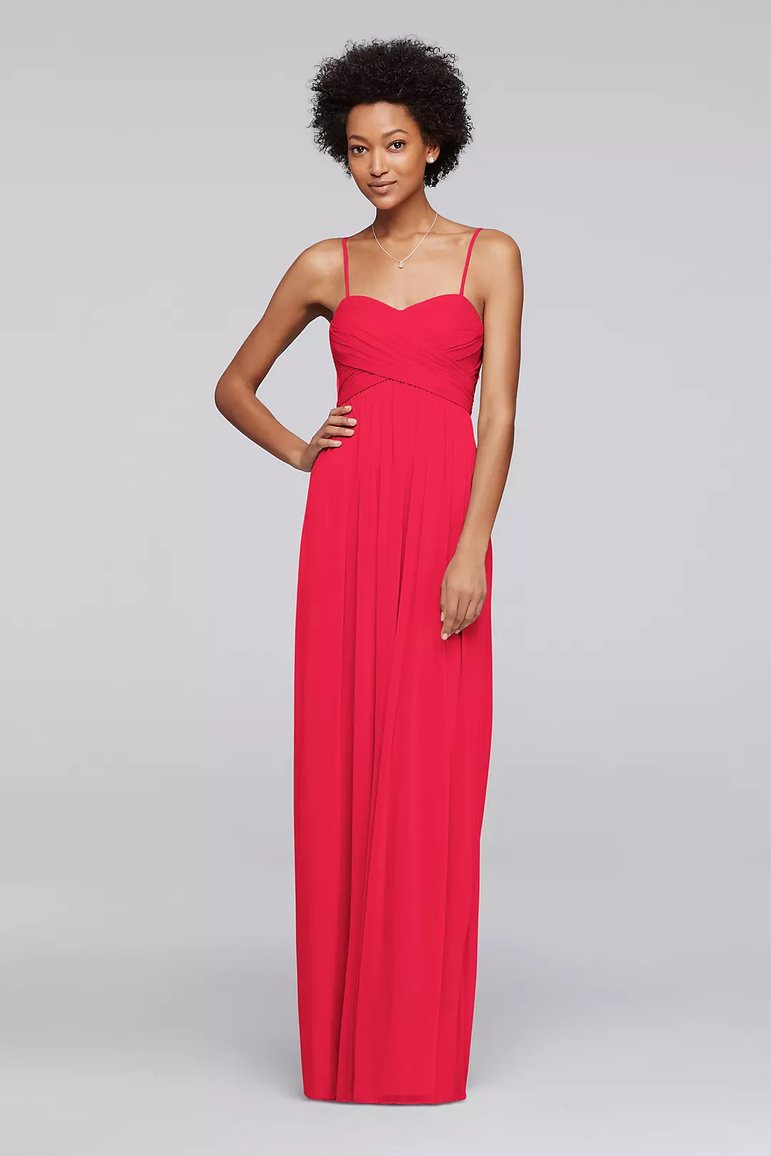 Long Mesh Bridesmaid Dress with Spaghetti Straps - Image 89
