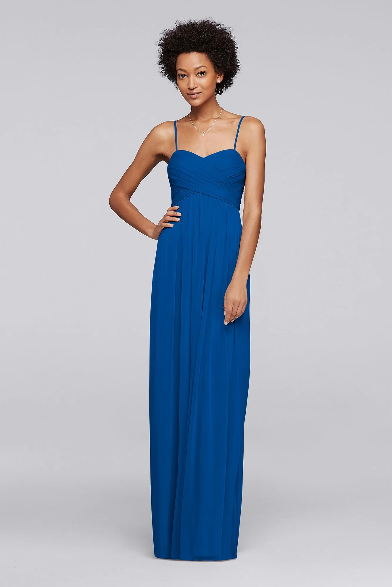 Long Mesh Bridesmaid Dress with Spaghetti Straps - Image 95