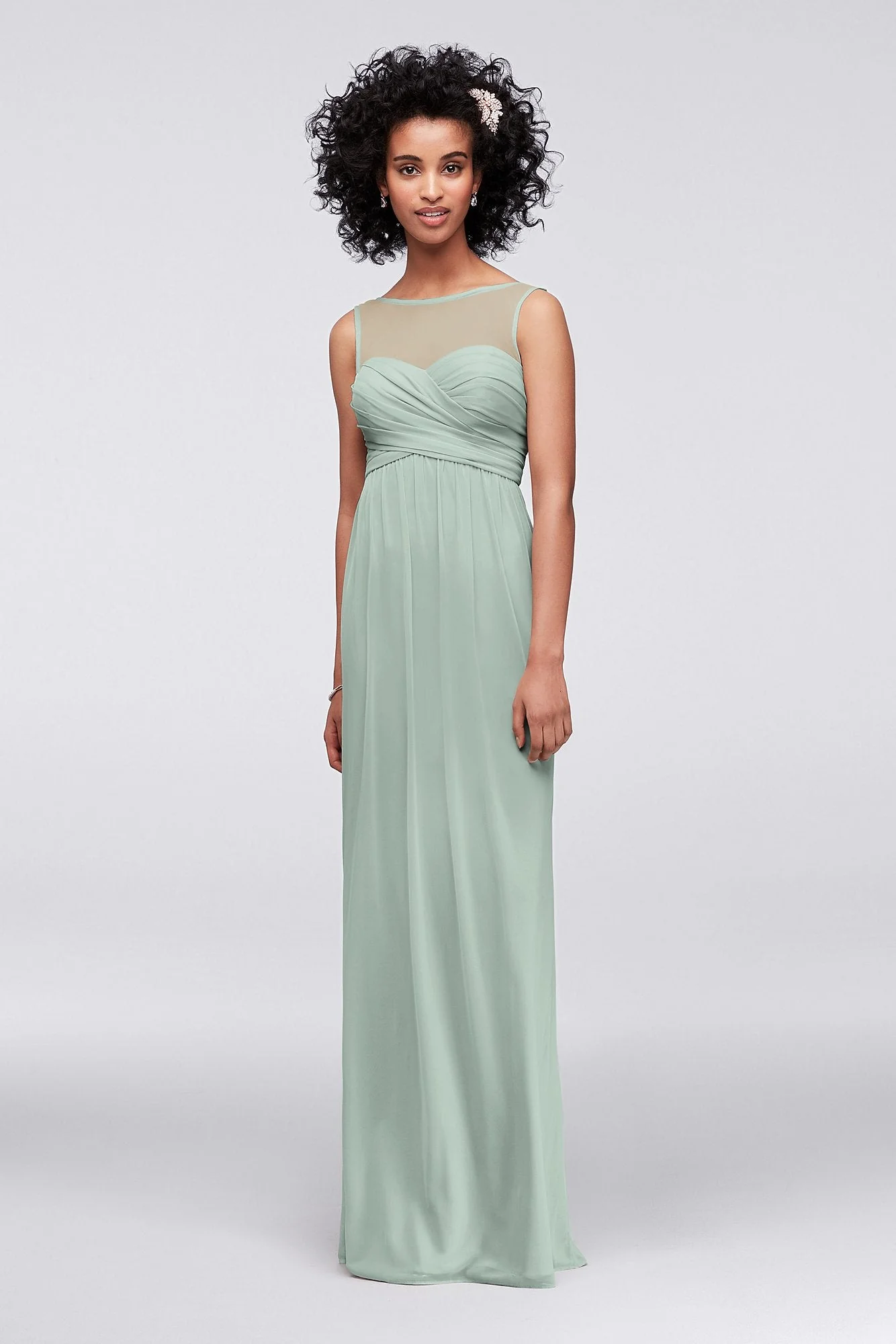 Long Mesh Dress with Illusion Sweetheart Neckline - Image 115