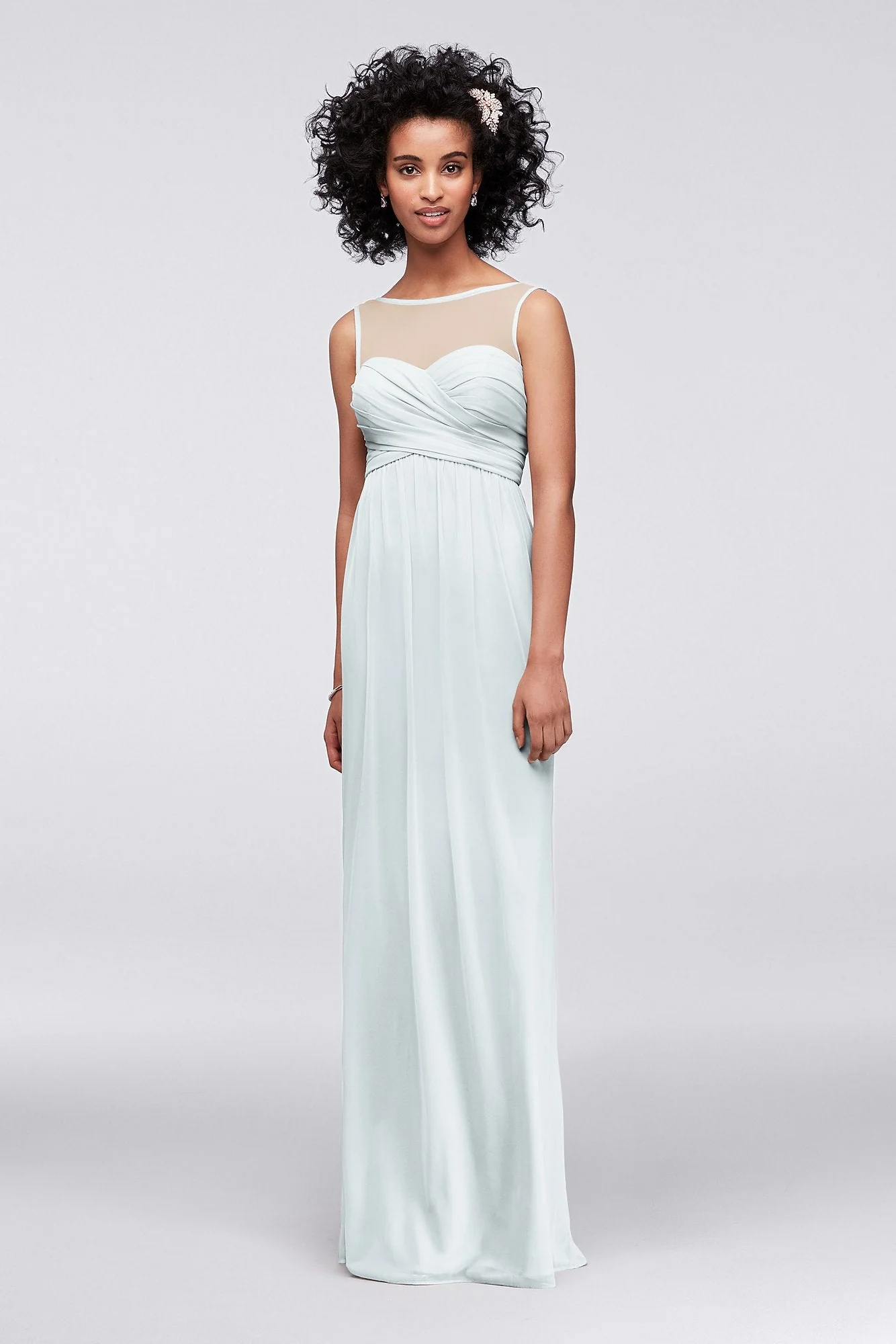 Long Mesh Dress with Illusion Sweetheart Neckline - Image 124