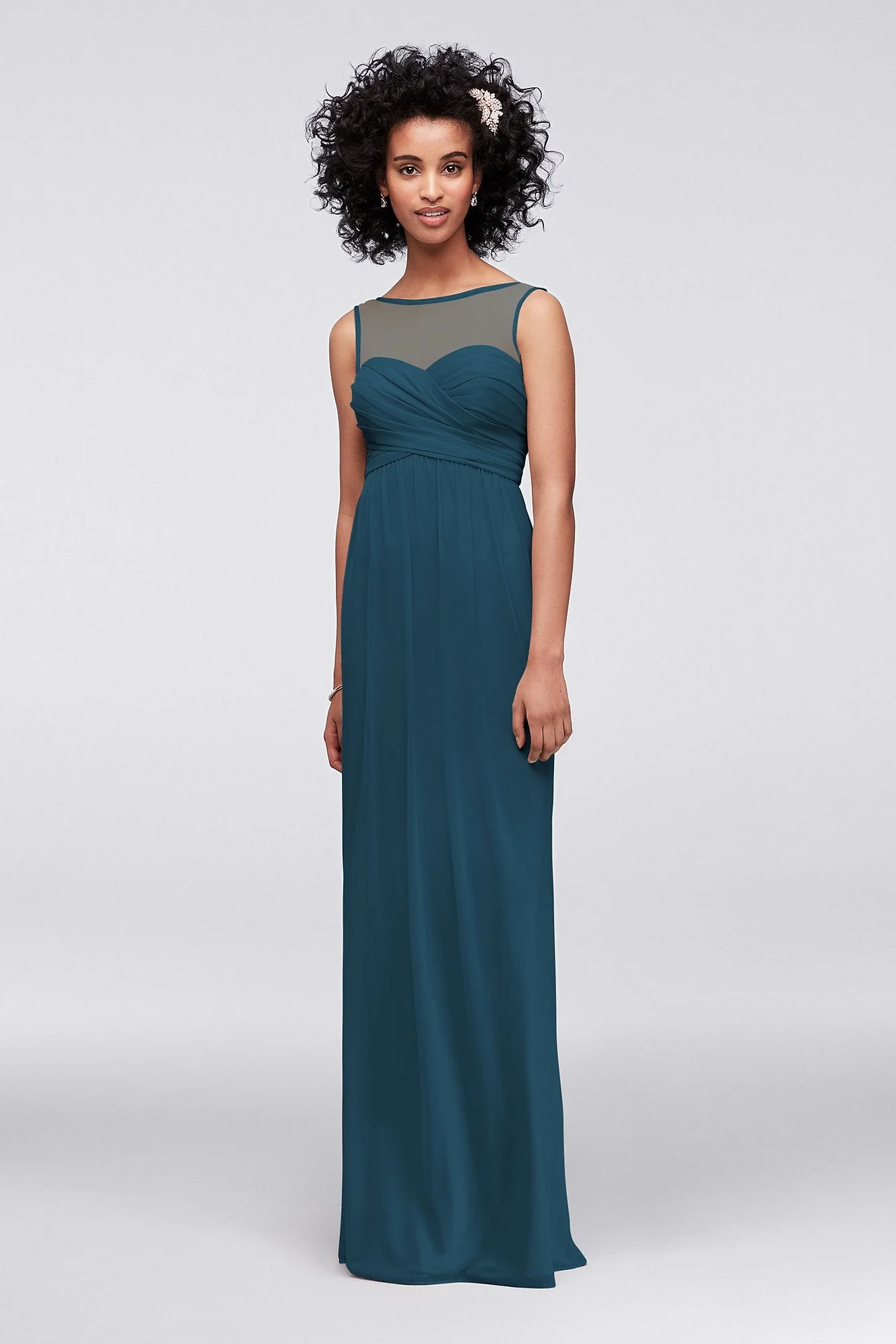 Long Mesh Dress with Illusion Sweetheart Neckline - Image 130