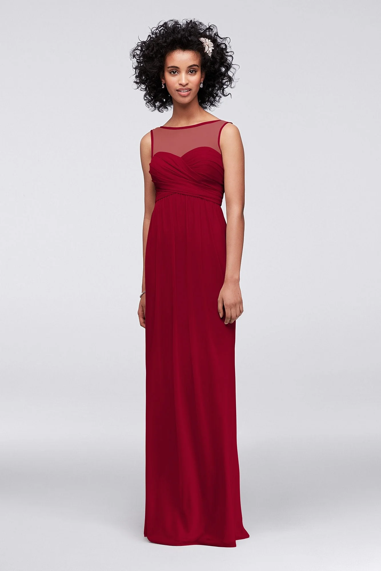 Long Mesh Dress with Illusion Sweetheart Neckline - Image 23