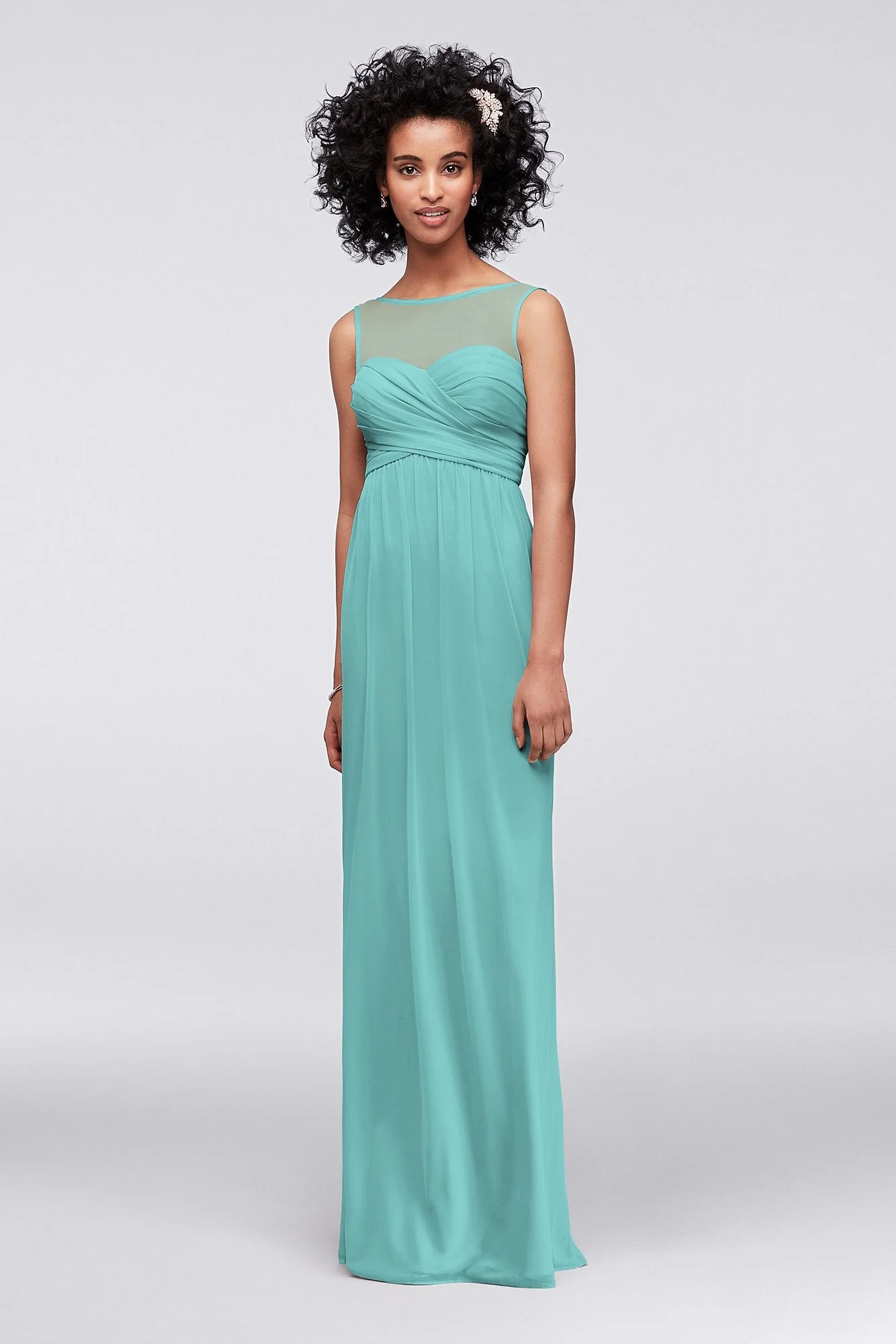 Long Mesh Dress with Illusion Sweetheart Neckline - Image 27