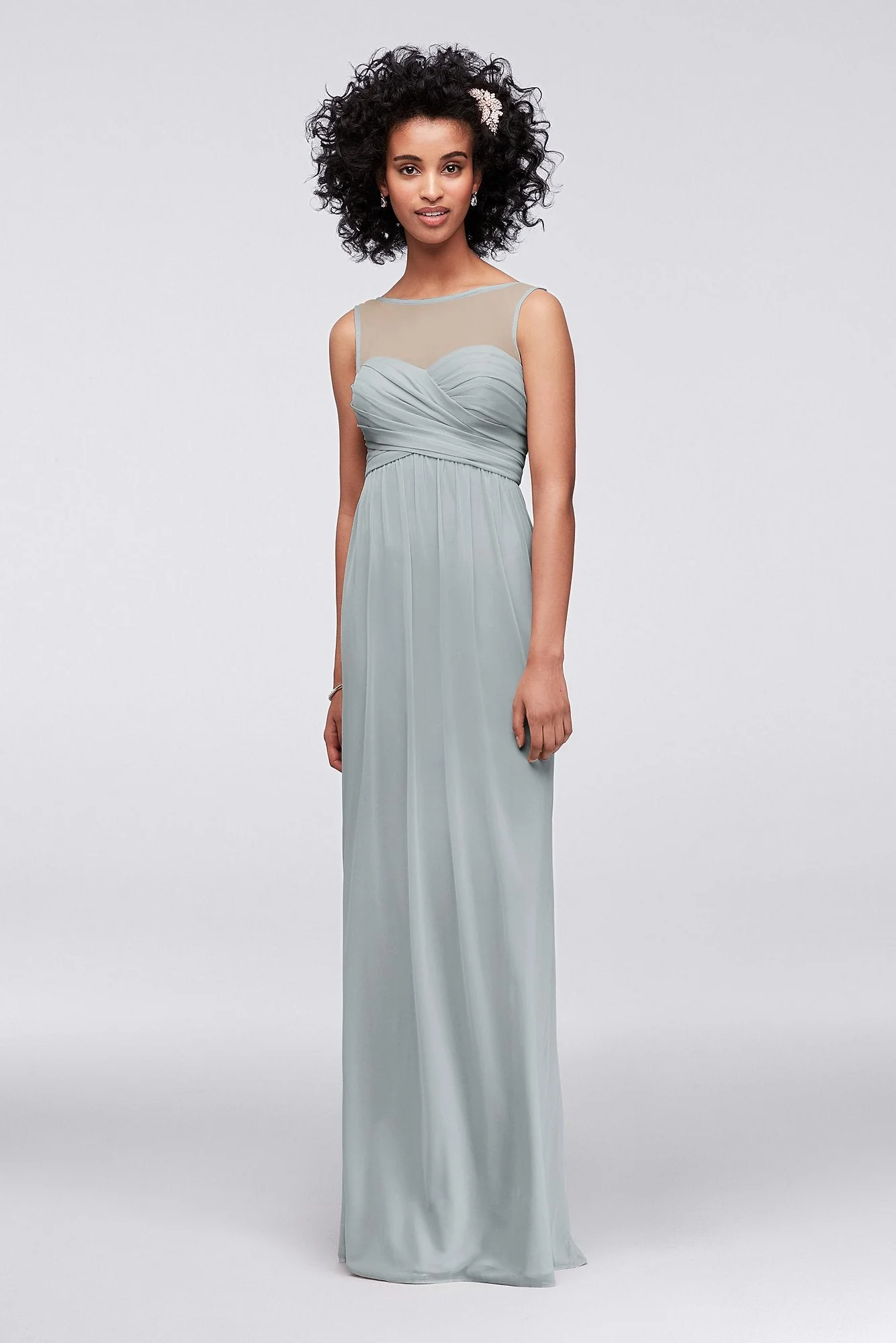 Long Mesh Dress with Illusion Sweetheart Neckline - Image 41