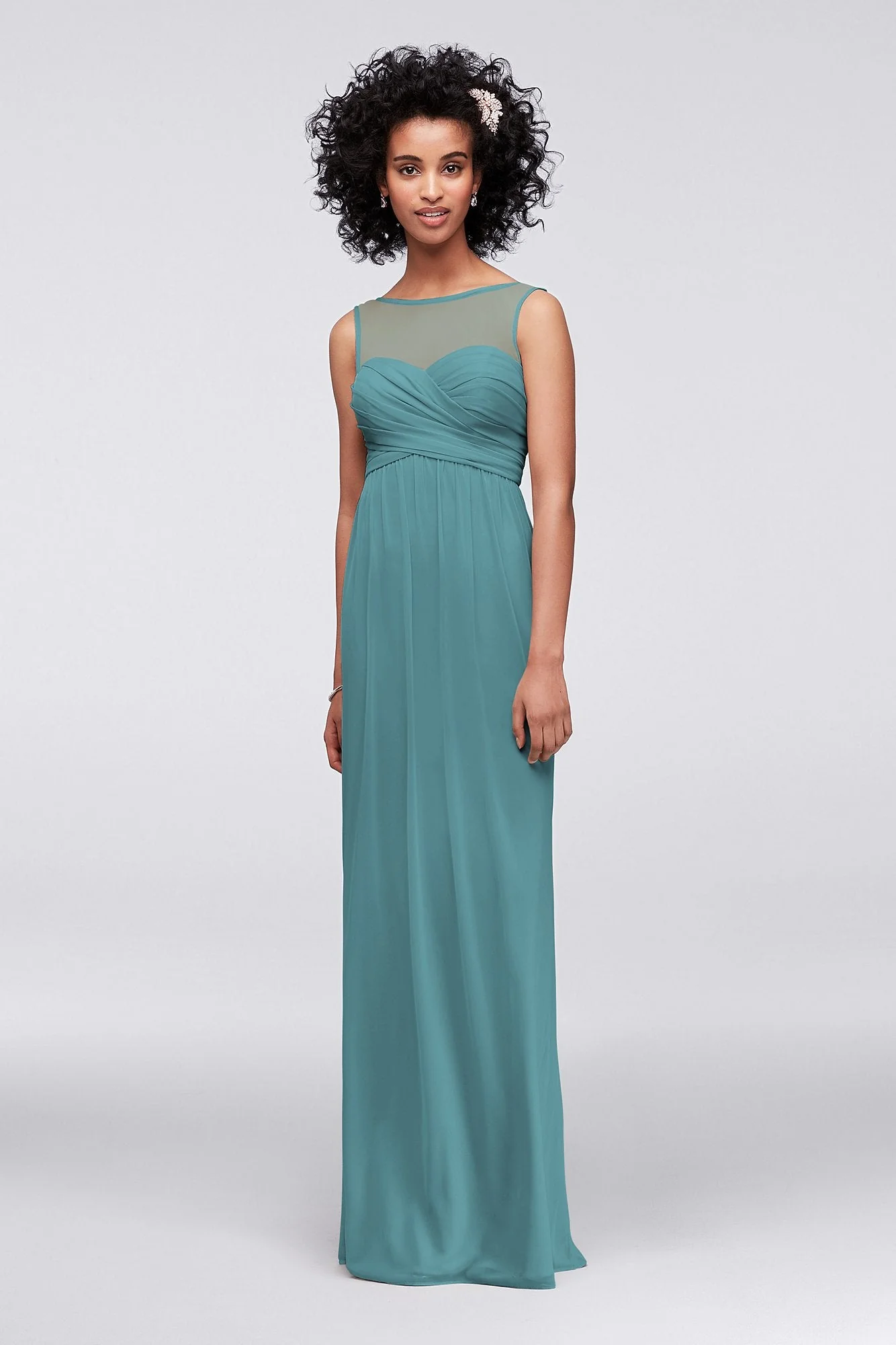 Long Mesh Dress with Illusion Sweetheart Neckline - Image 43
