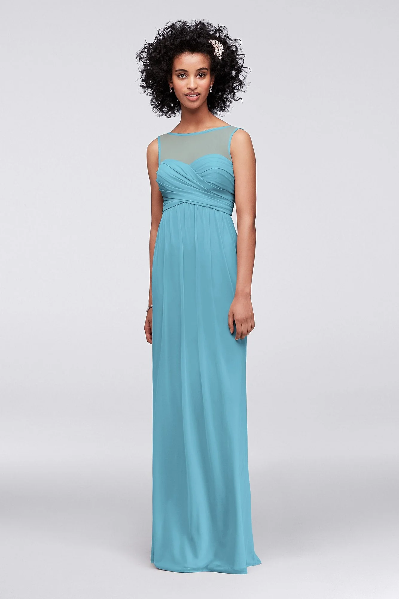 Long Mesh Dress with Illusion Sweetheart Neckline - Image 6