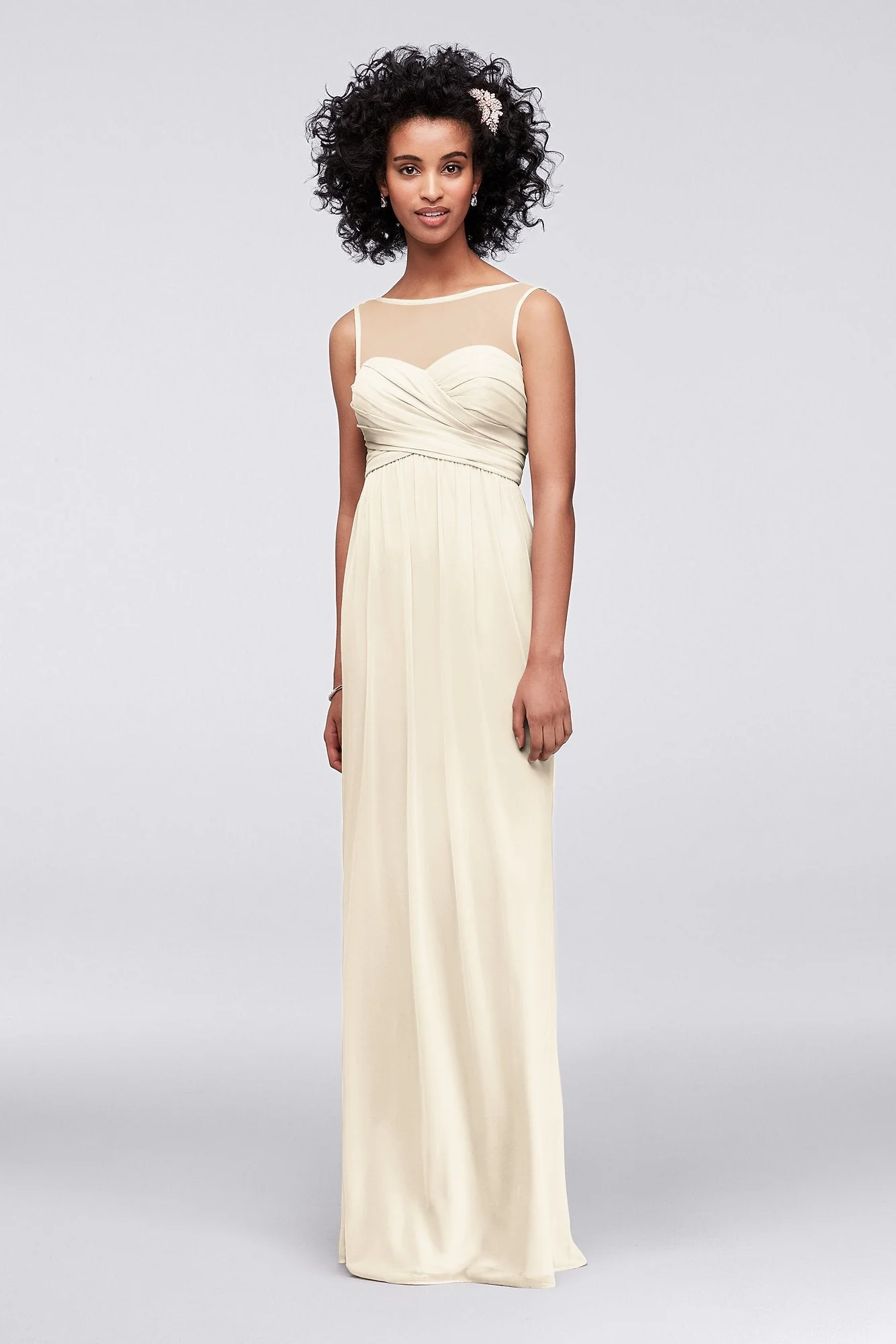 Long Mesh Dress with Illusion Sweetheart Neckline - Image 62