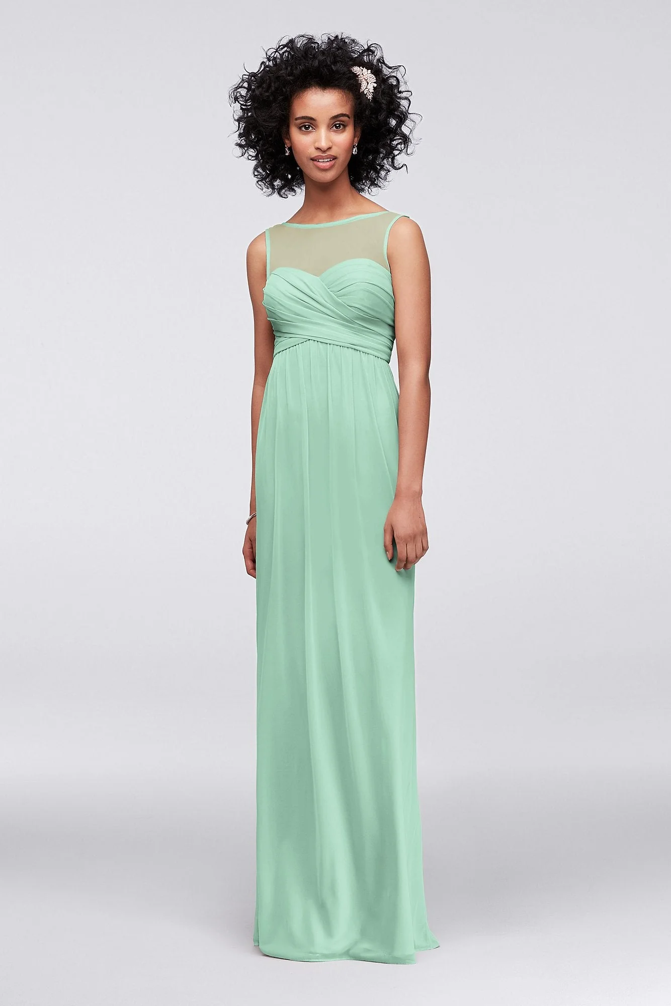 Long Mesh Dress with Illusion Sweetheart Neckline - Image 63