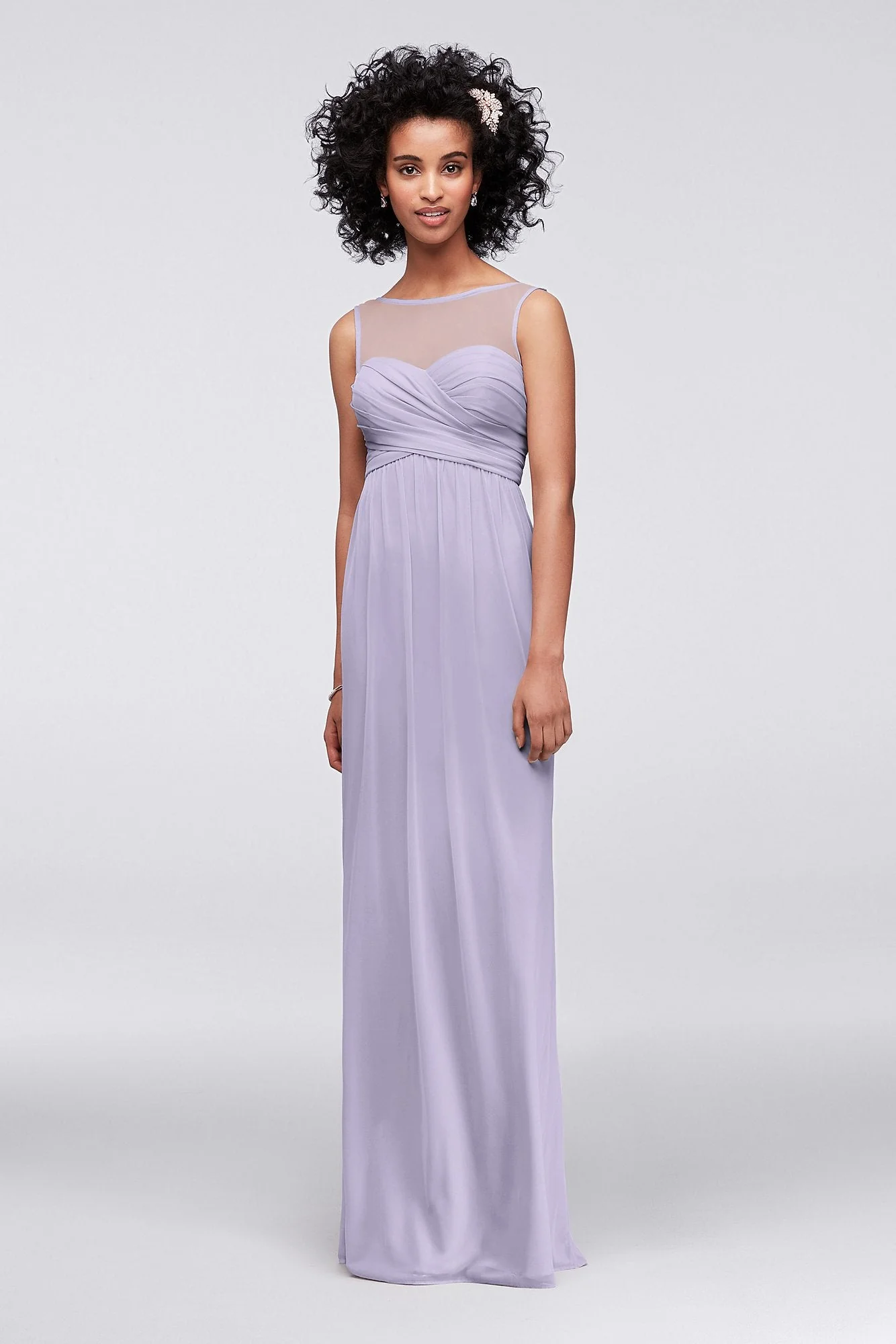 Long Mesh Dress with Illusion Sweetheart Neckline - Image 85
