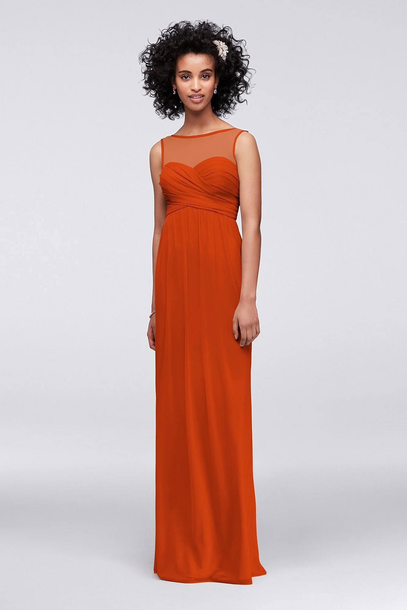 Long Mesh Dress with Illusion Sweetheart Neckline - Image 86