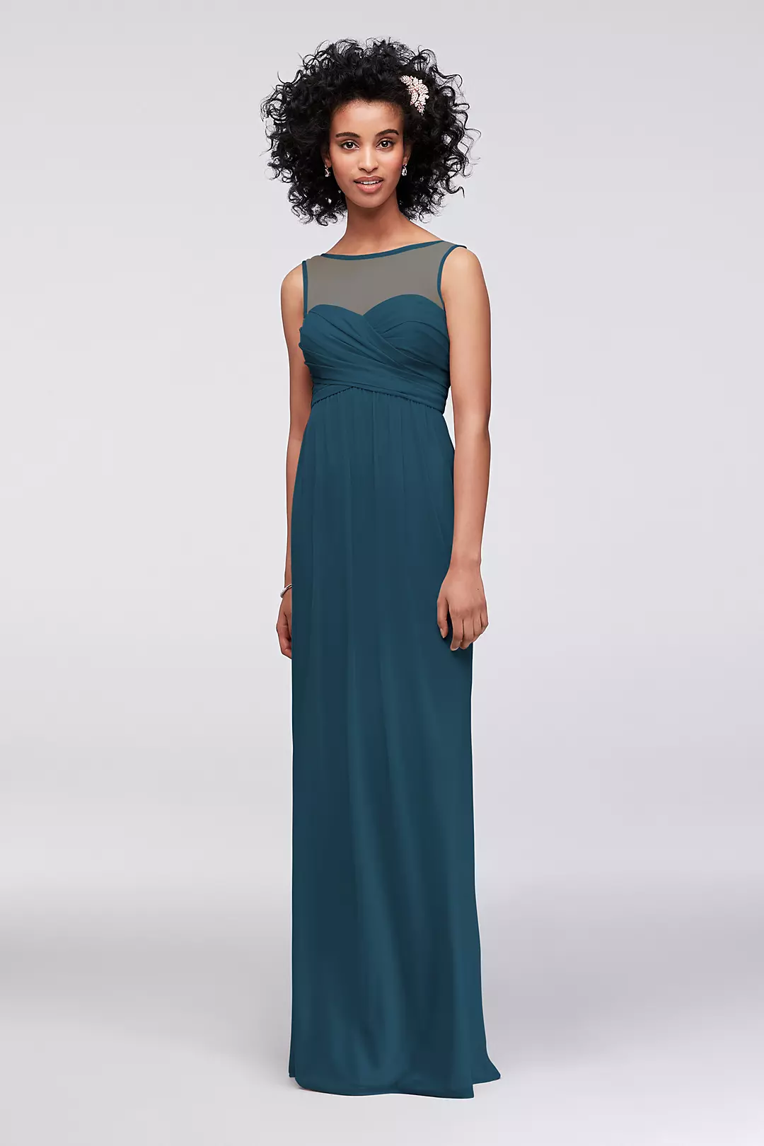 Long Mesh Dress with Illusion Sweetheart Neckline - Image 9