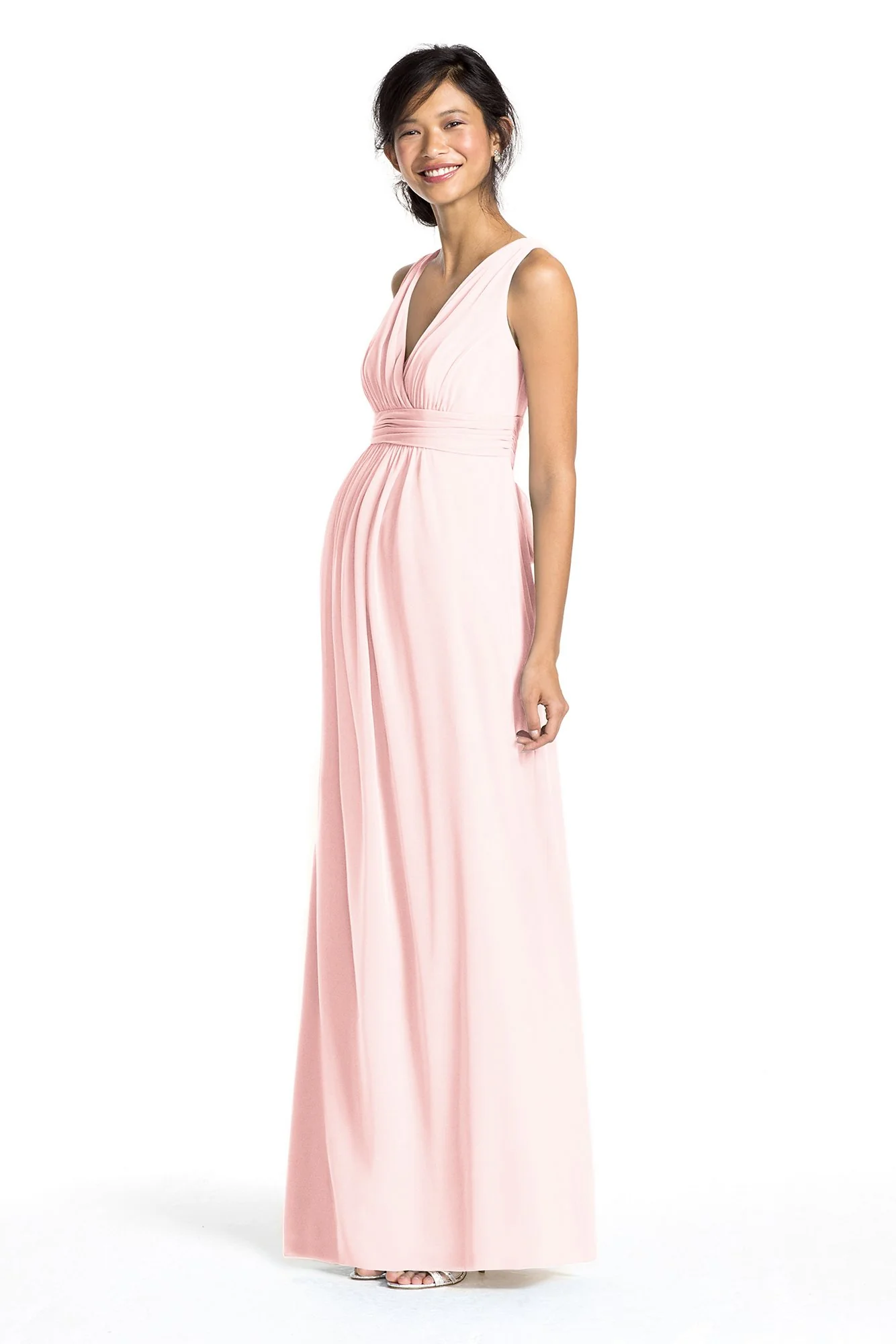 Long Mesh Empire Maternity Dress with Sash - Image 39