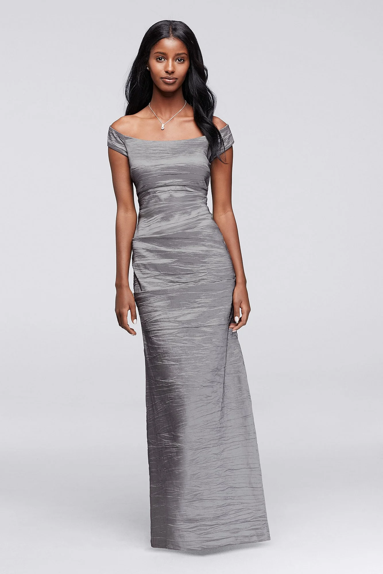 Long Mother of the Bride Crushed Taffeta Dress - Image 2
