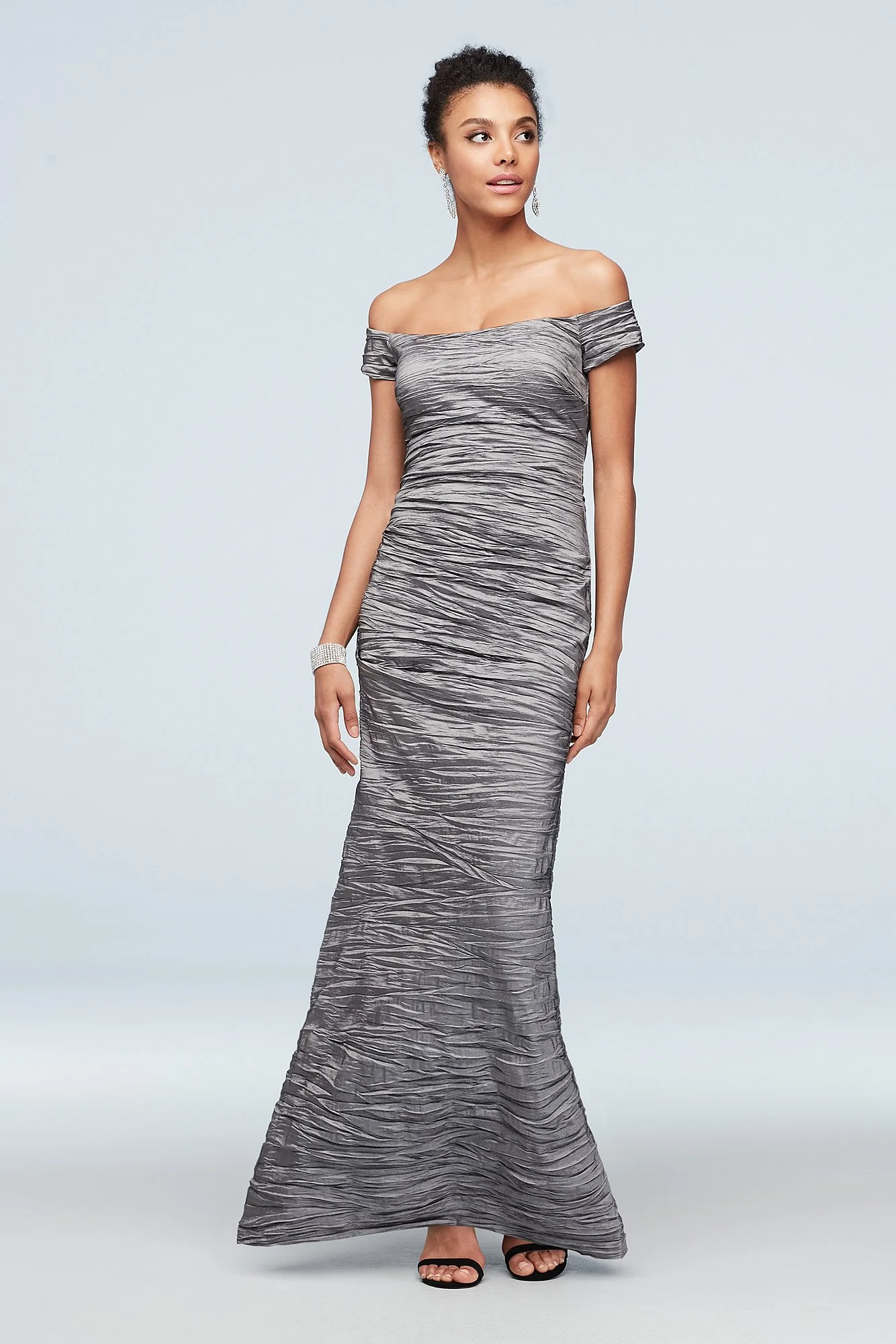 Long Mother of the Bride Crushed Taffeta Dress - Image 3
