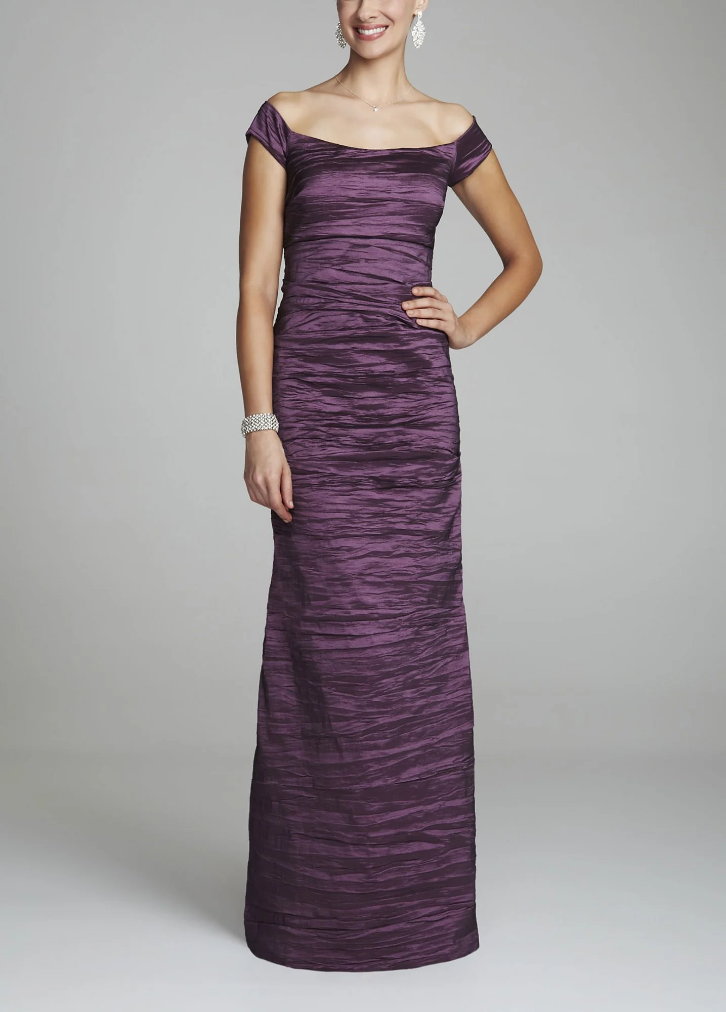 Long Off the Shoulder Taffeta Dress