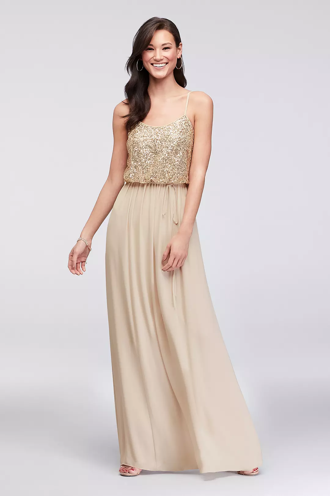 Long Sequin Blouson Bridesmaid Dress - Image 22