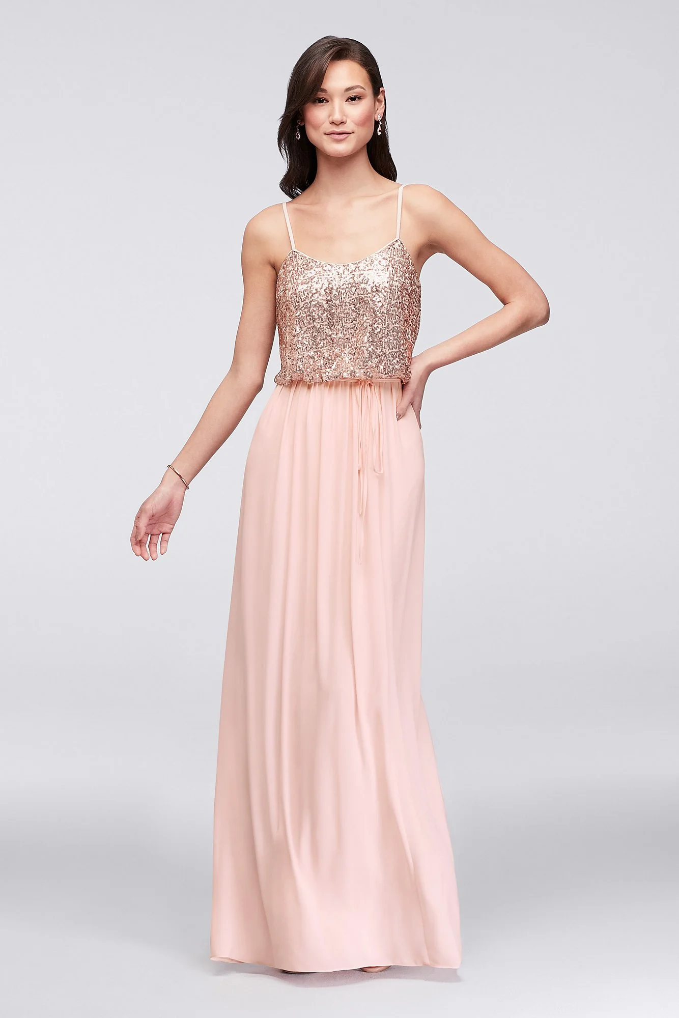 Long Sequin Blouson Bridesmaid Dress - Image 7