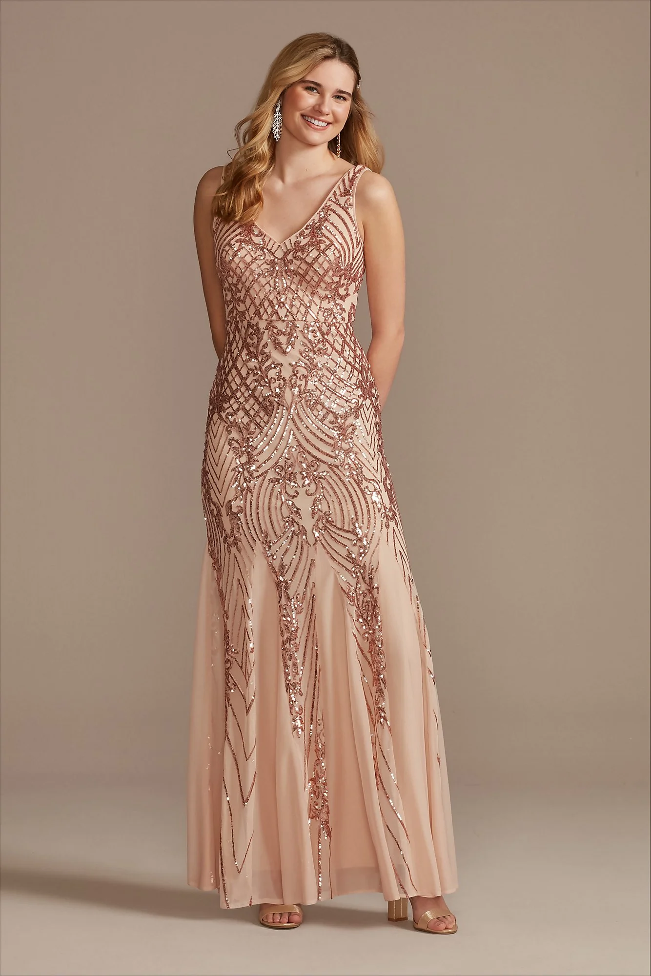 Long Sequin V-Neck Sheath Tank Dress - Image 2